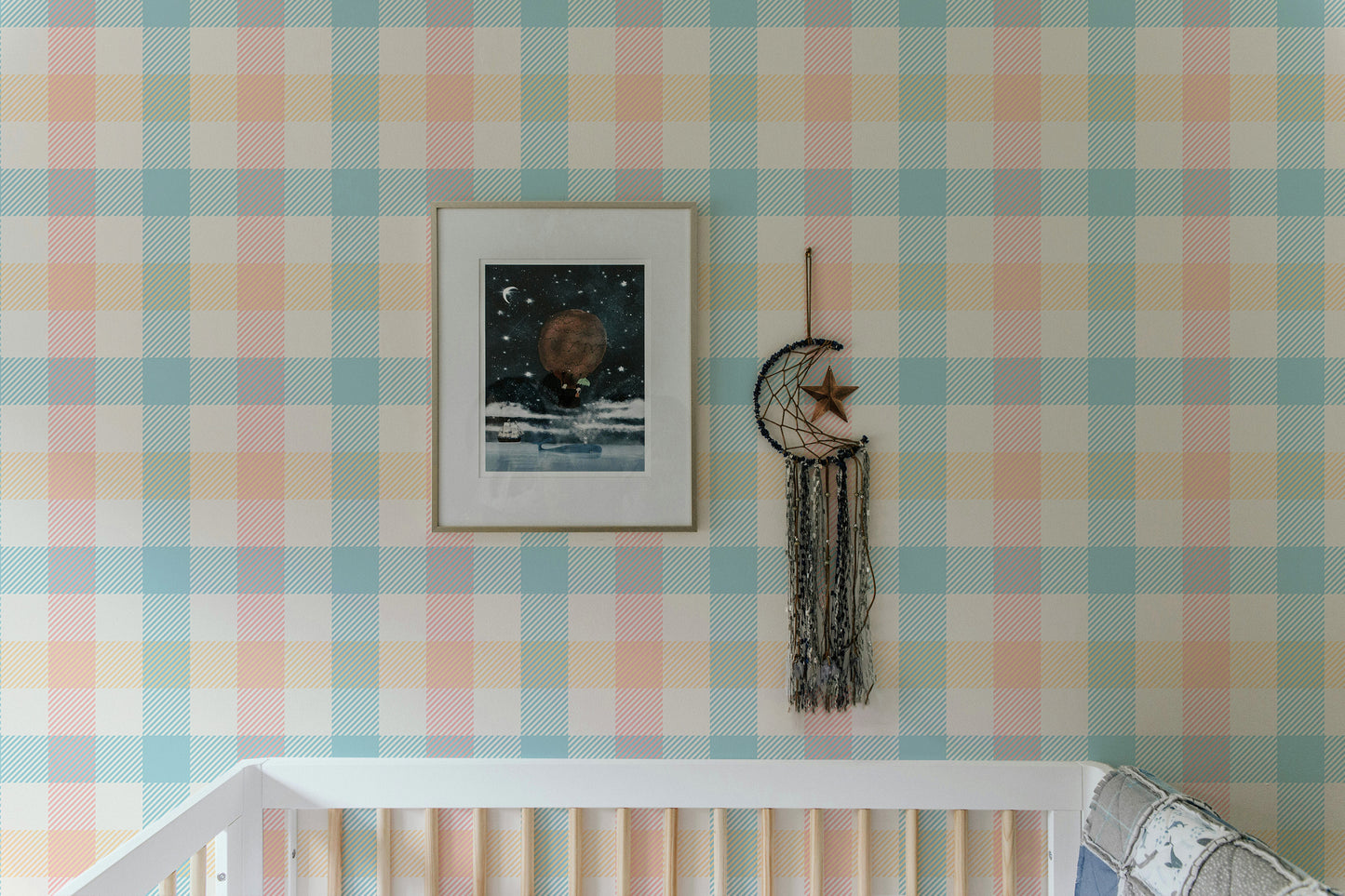 Vichy Pattern Pastel Gingham Stripe Geometric Wallpaper