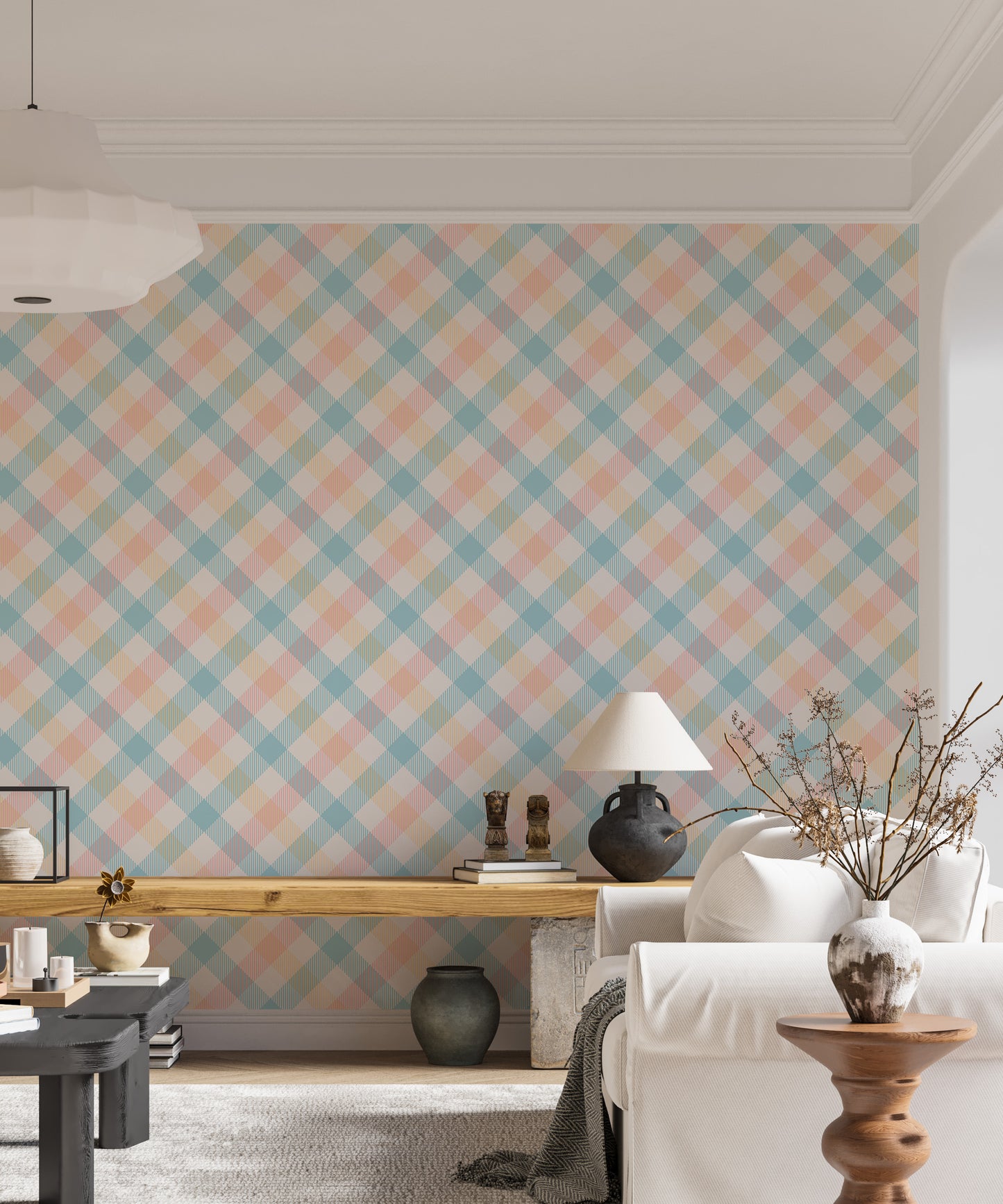 Light Pastel Vichy Graphic Geometric Stripe Wallpaper