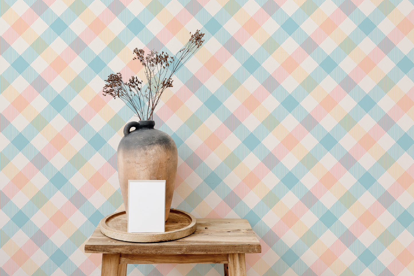 Light Pastel Vichy Graphic Geometric Stripe Wallpaper