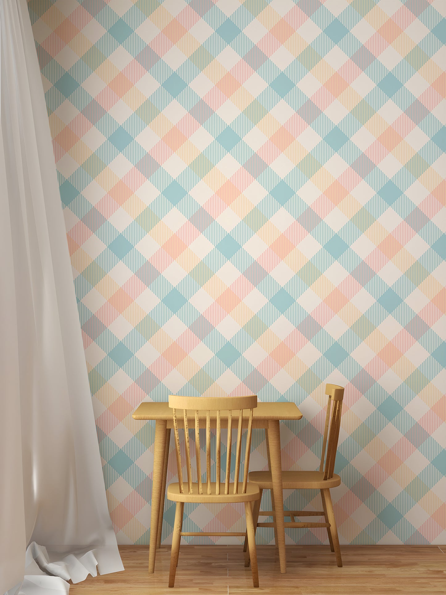 Light Pastel Vichy Graphic Geometric Stripe Wallpaper