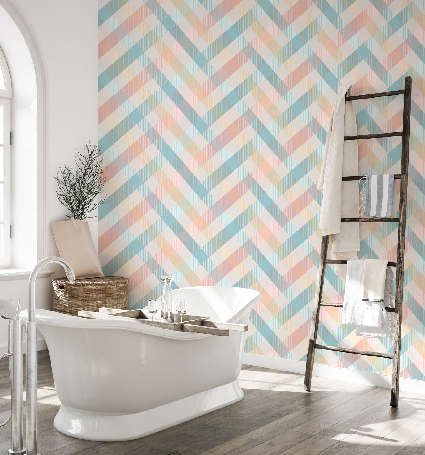 Light Pastel Vichy Graphic Geometric Stripe Wallpaper