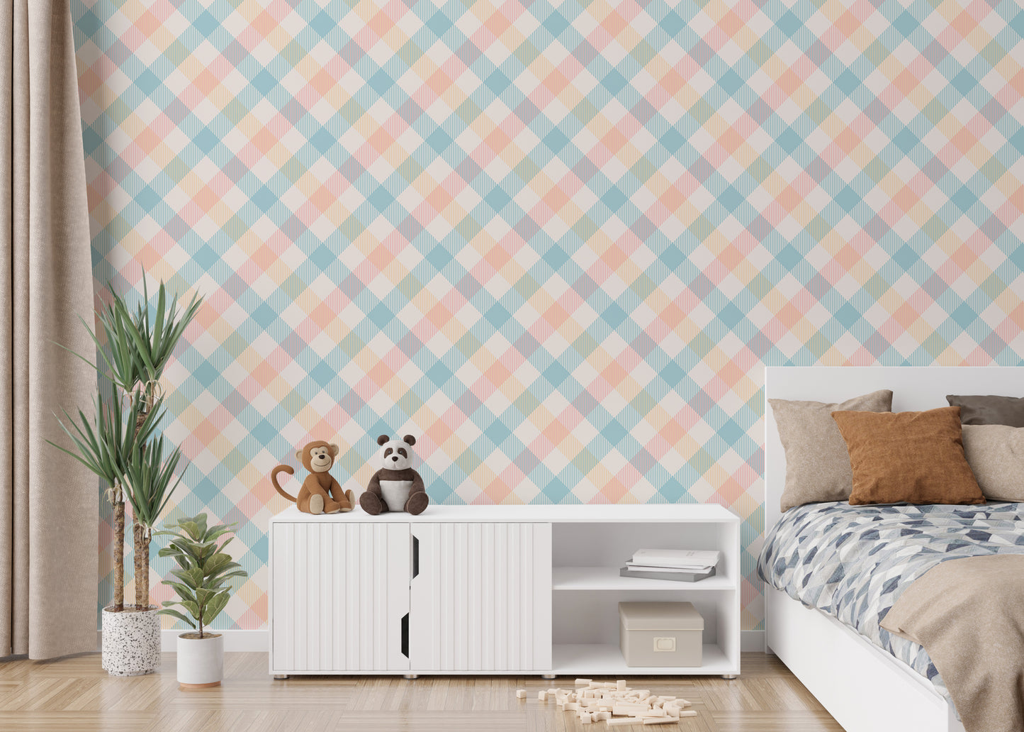 Light Pastel Vichy Graphic Geometric Stripe Wallpaper