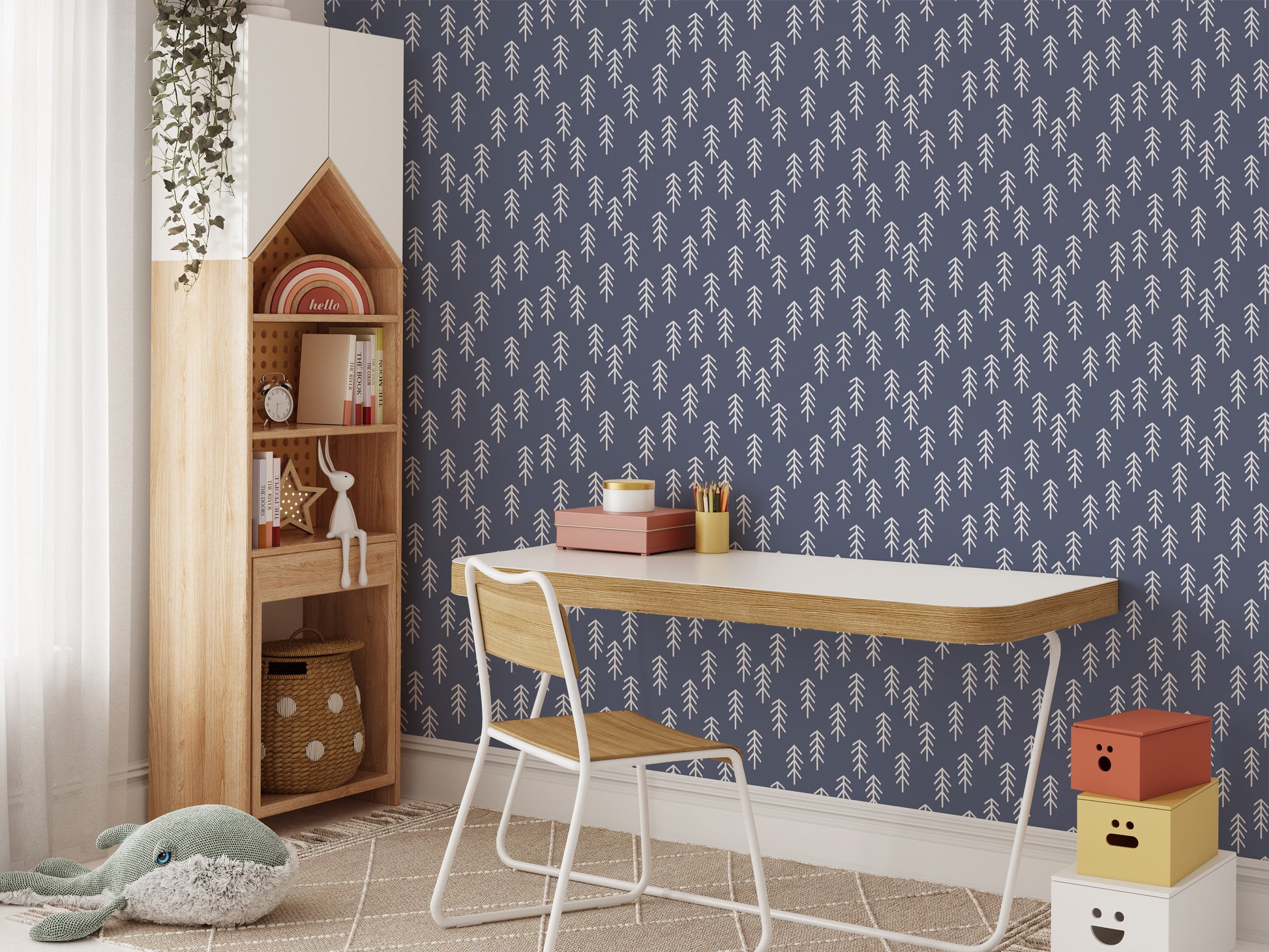 Elegant pine wall mural wallpaper design



