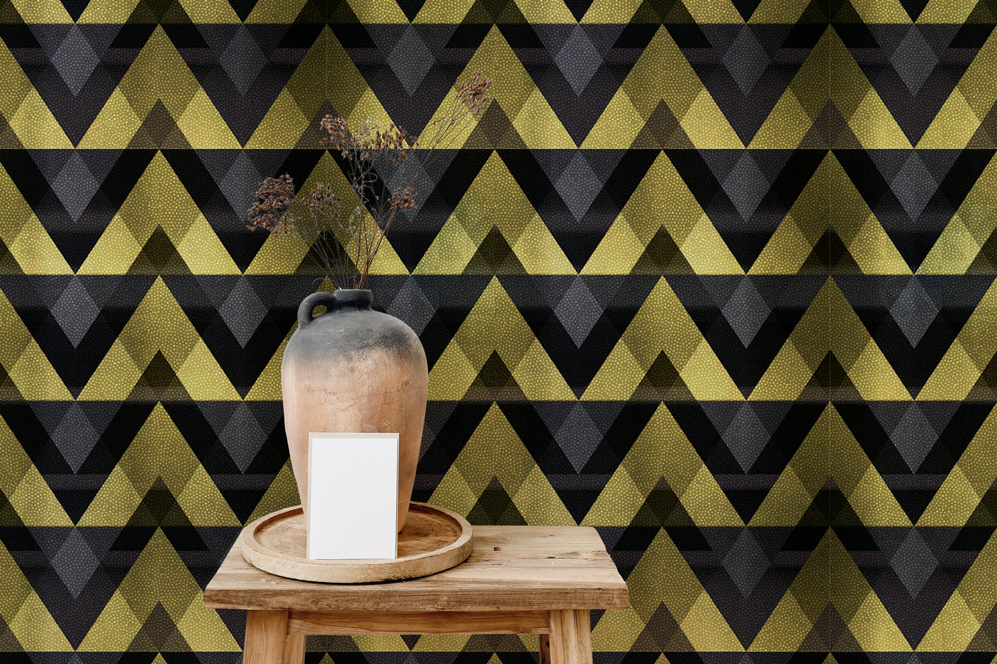 Gold Zigzag Geometric Peel and Stick Wallpaper