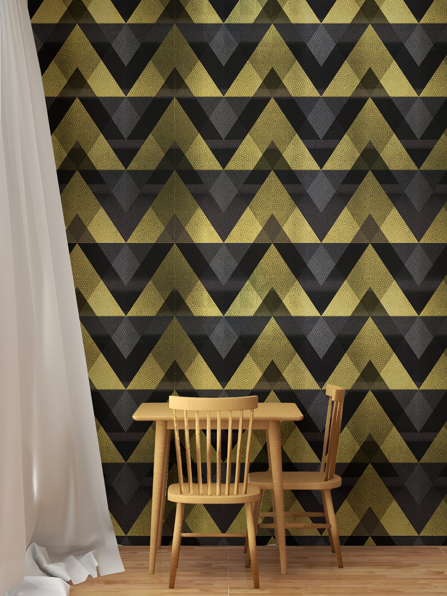 Gold Zigzag Geometric Peel and Stick Wallpaper