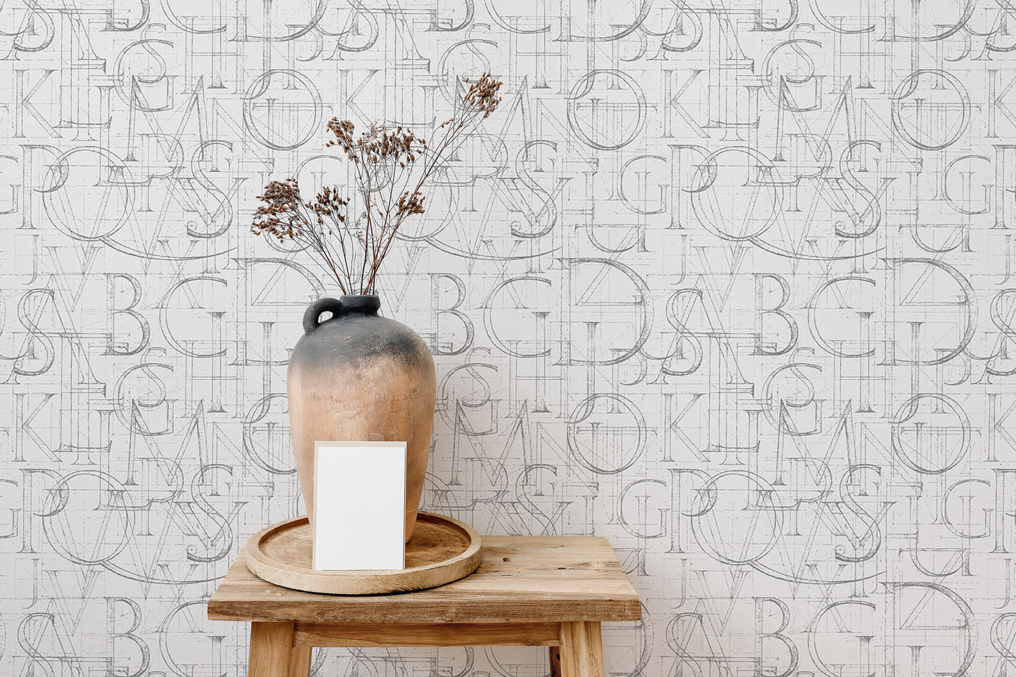 Modern Roman Classic Alphabet Method Geometric Wallpaper