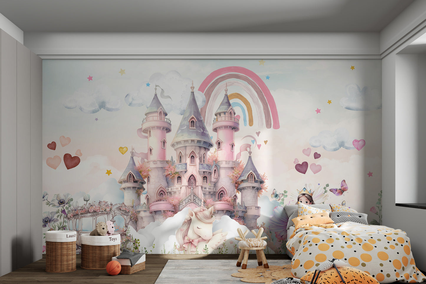 Princess Castle Unicorn Rainbow Wallpaper