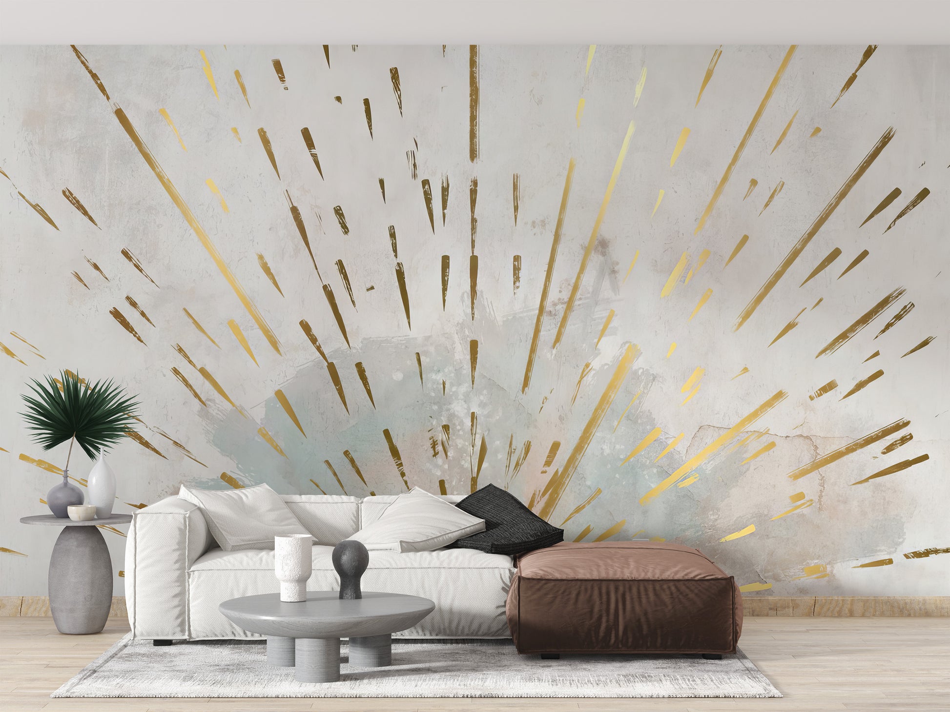 Golden Streaks Wall Mural for a stylish, chic vibe