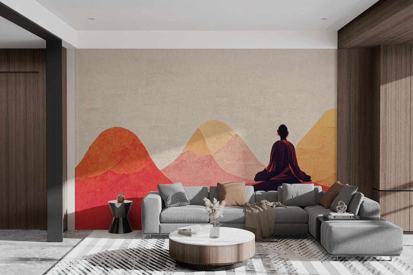 Zen-inspired mural for a soothing meditation space