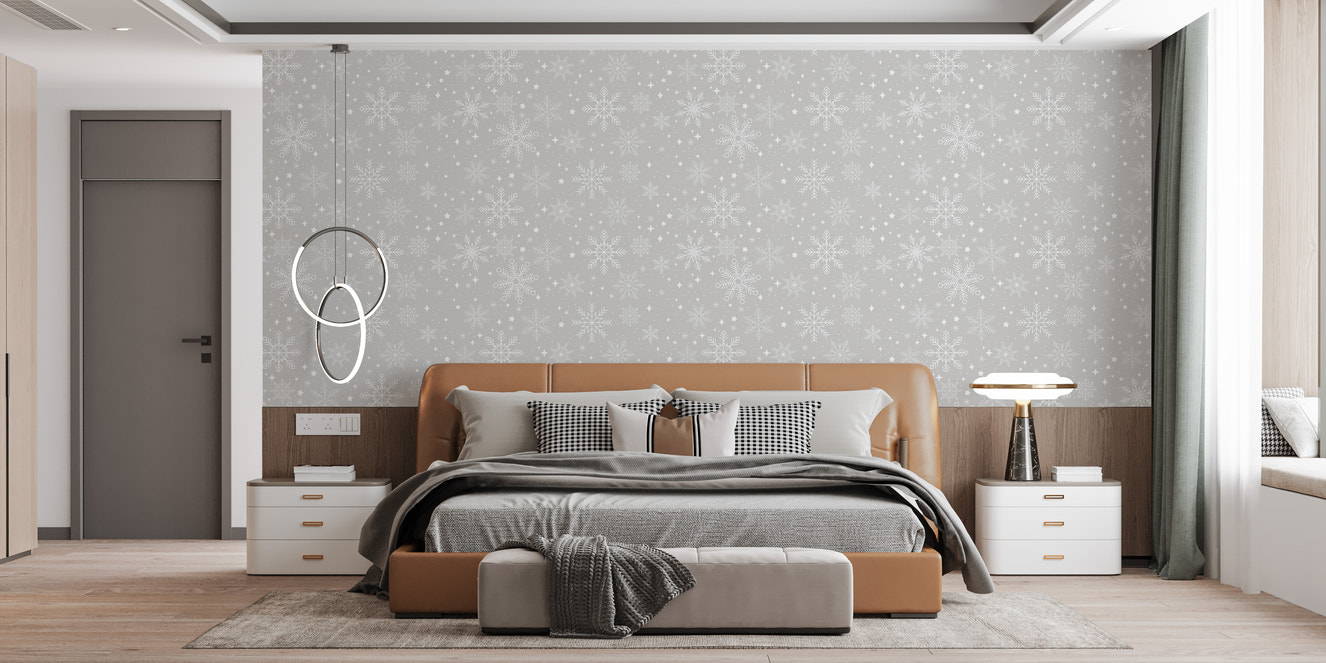 Winter Magic Gray Snowflake Wallpaper mural
