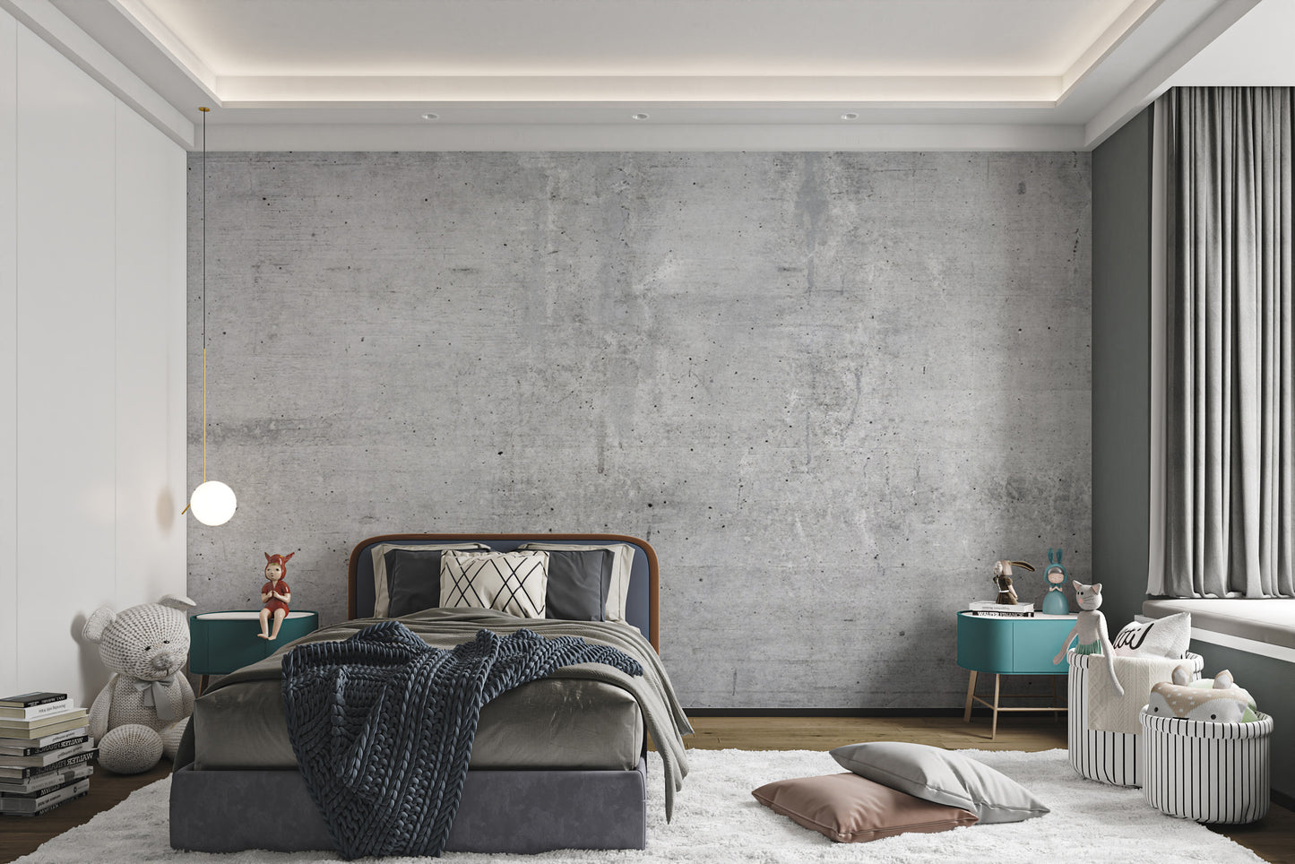 Textured aged concrete mural for urban-chic interiors