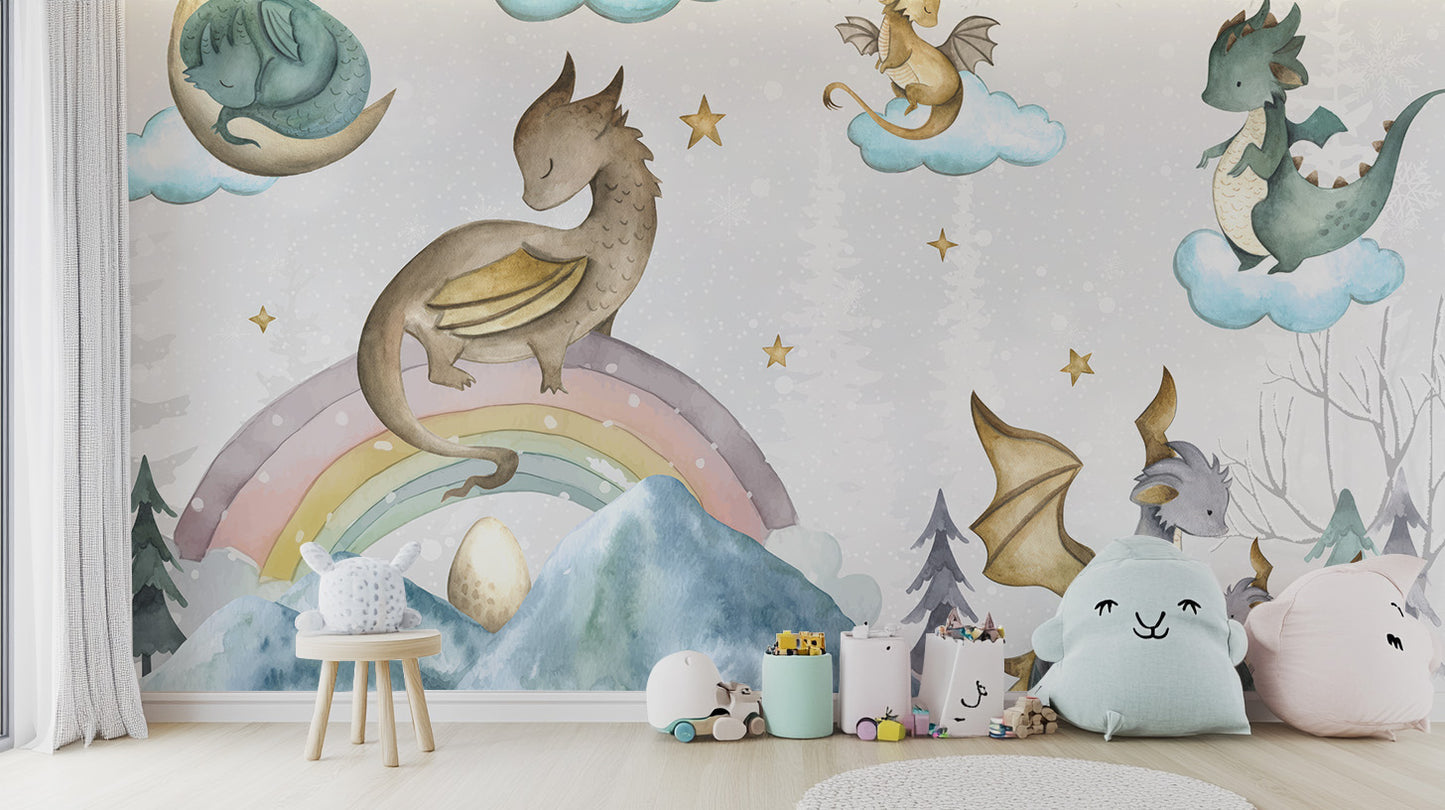 Fairytale dragon wallpaper mural for unique and bold interiors