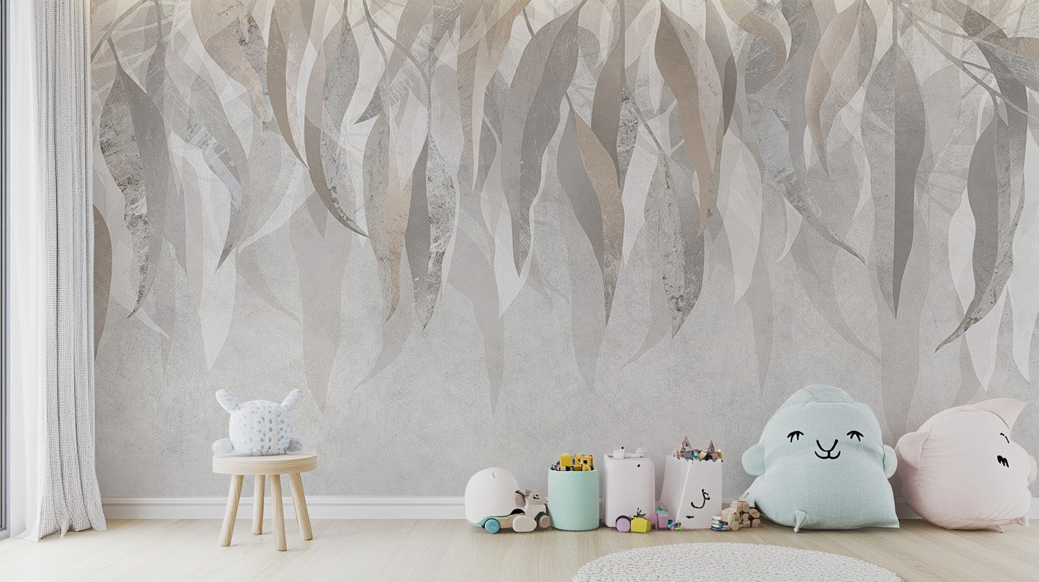 Stylish silver leaf mural for a sophisticated wall design