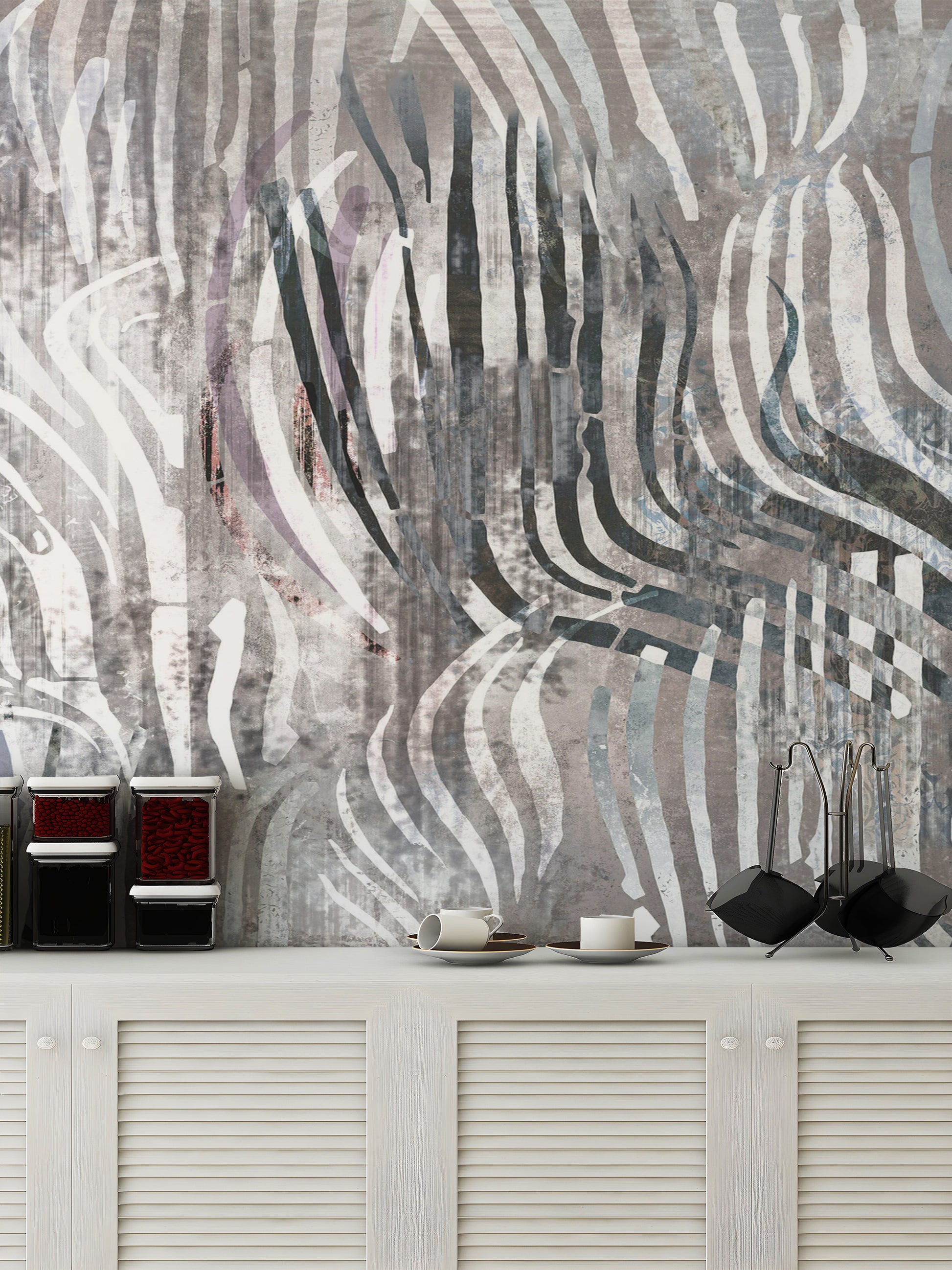 Flowing modern wave design for a stylish wall mural.
