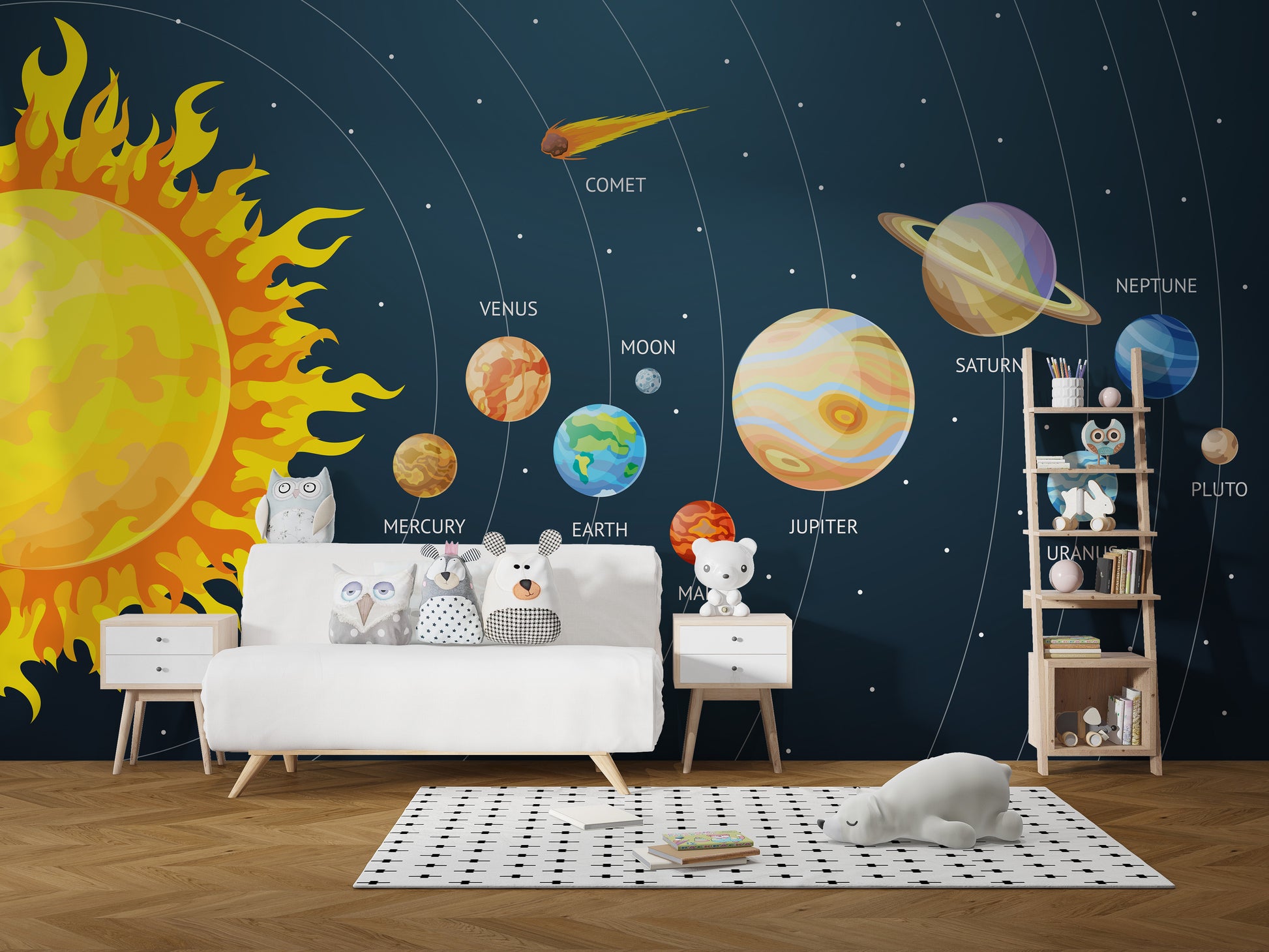 Solar system mural for kids' wallpaper
