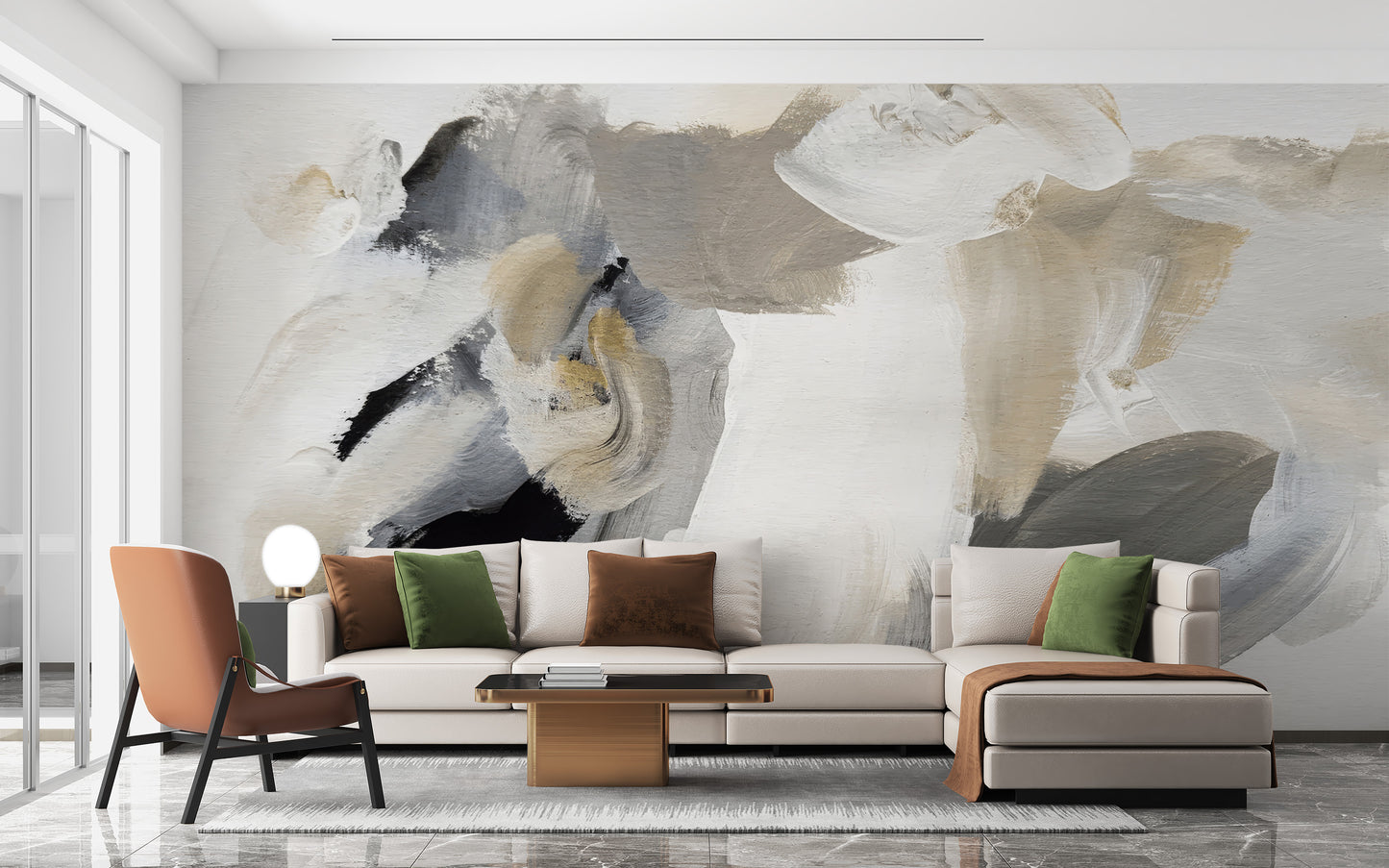 Watercolor Abstract Wall Mural with artistic color flow