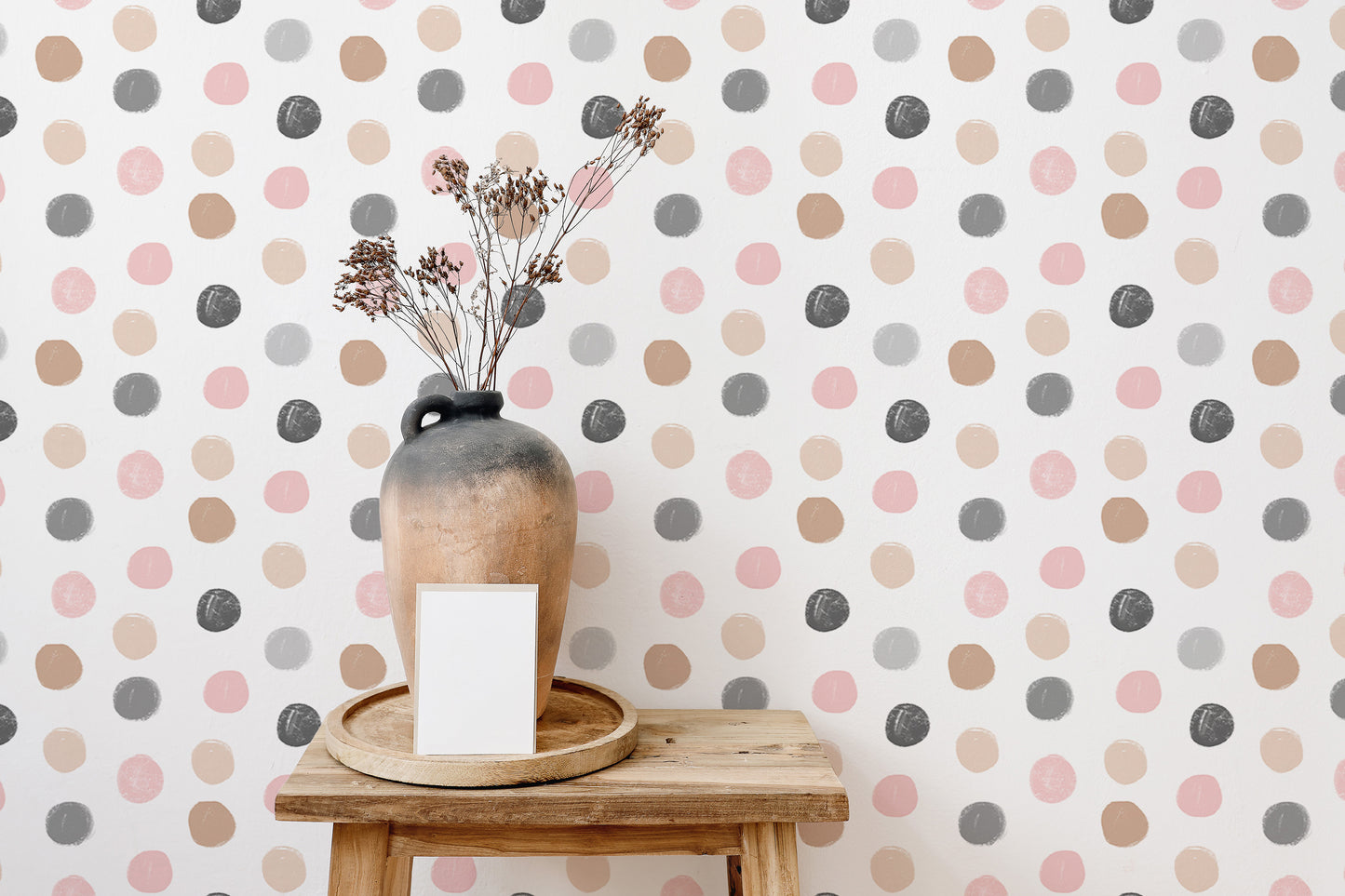 Pastel Colorful Pattern Polka Dots Kids Wallpaper