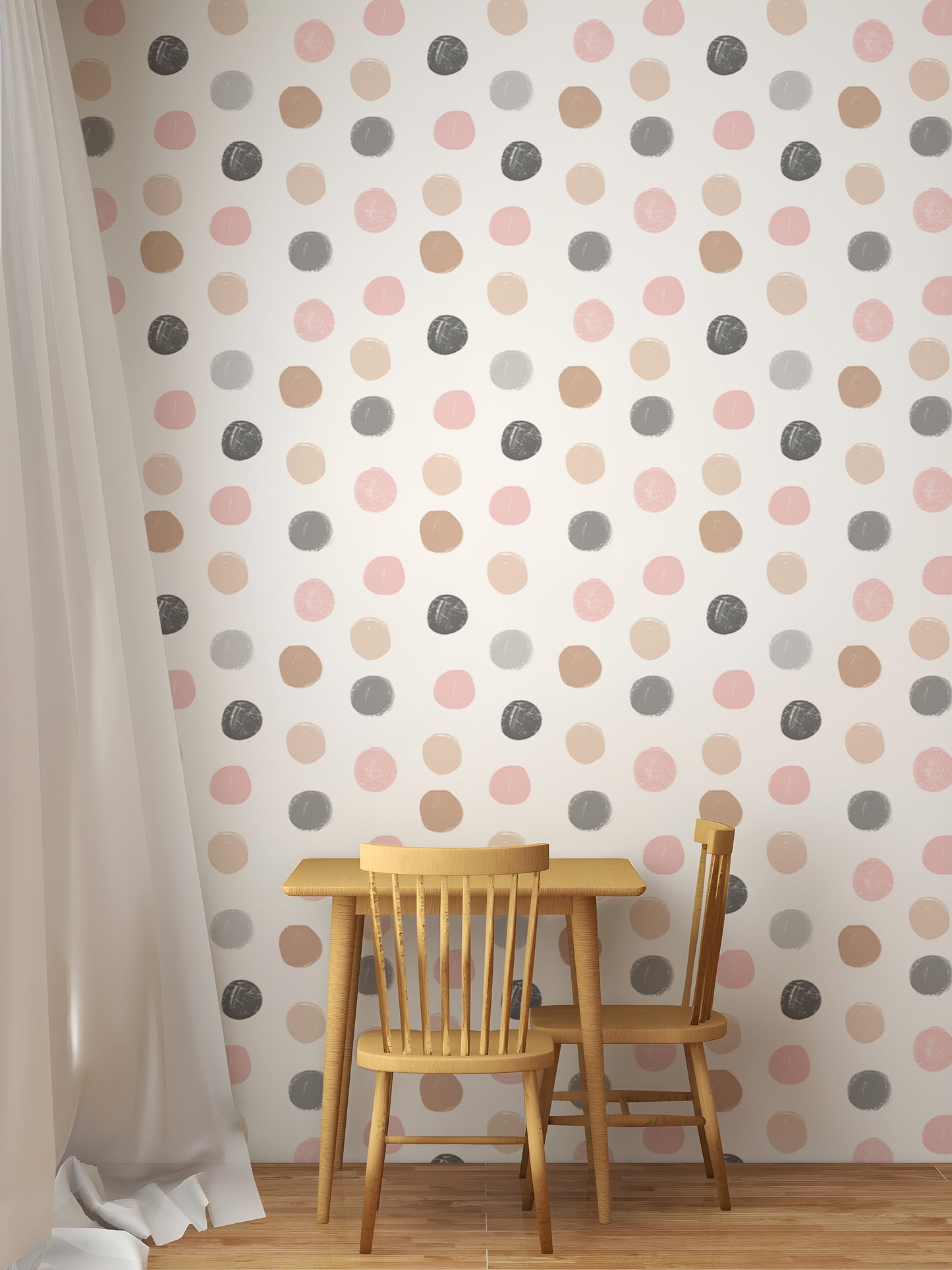 Pastel Colorful Pattern Polka Dots Kids Wallpaper