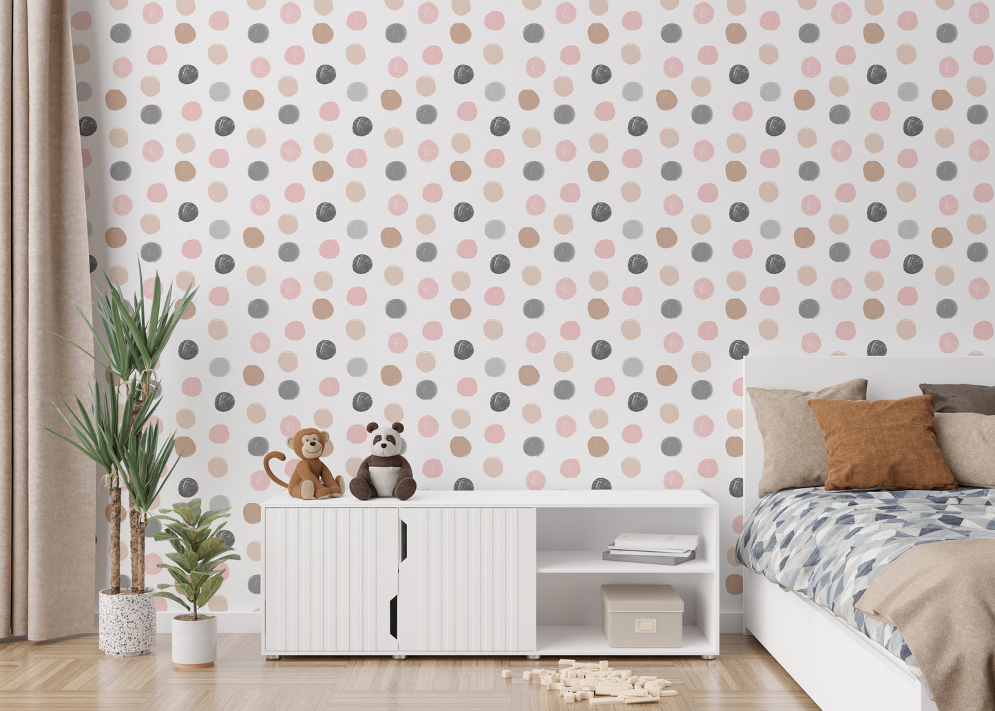 Pastel Colorful Pattern Polka Dots Kids Wallpaper