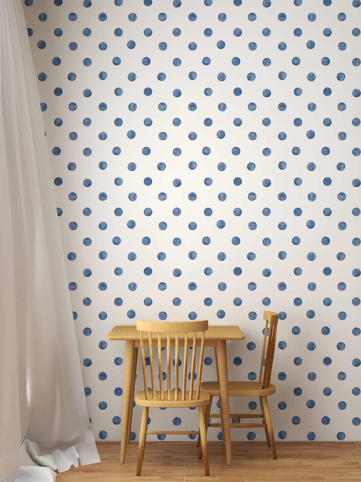 Blue Color Polka Dots Indigo Repeat Pattern Wallpaper