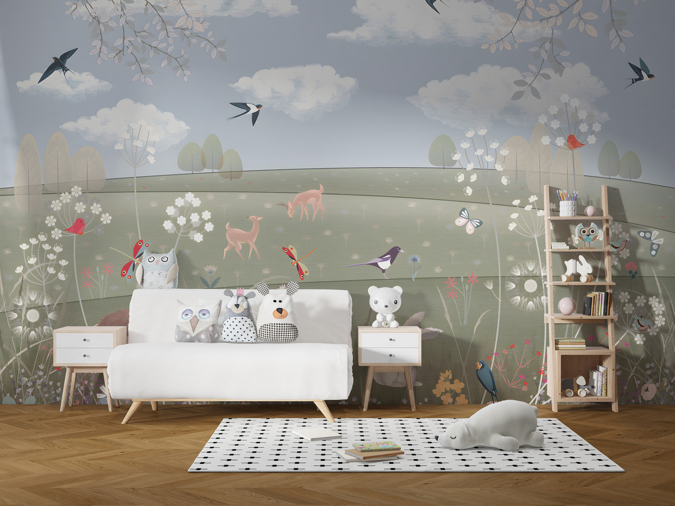 Whimsical Wonders Storybook Meadow Mural