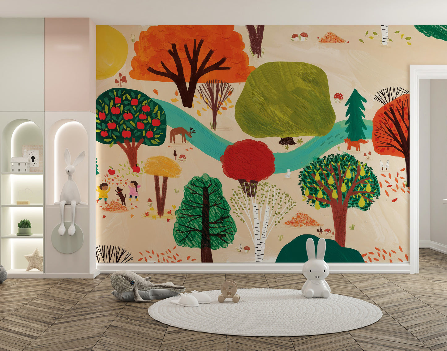 Colorful Tree Forest Wall Mural for a cheerful space