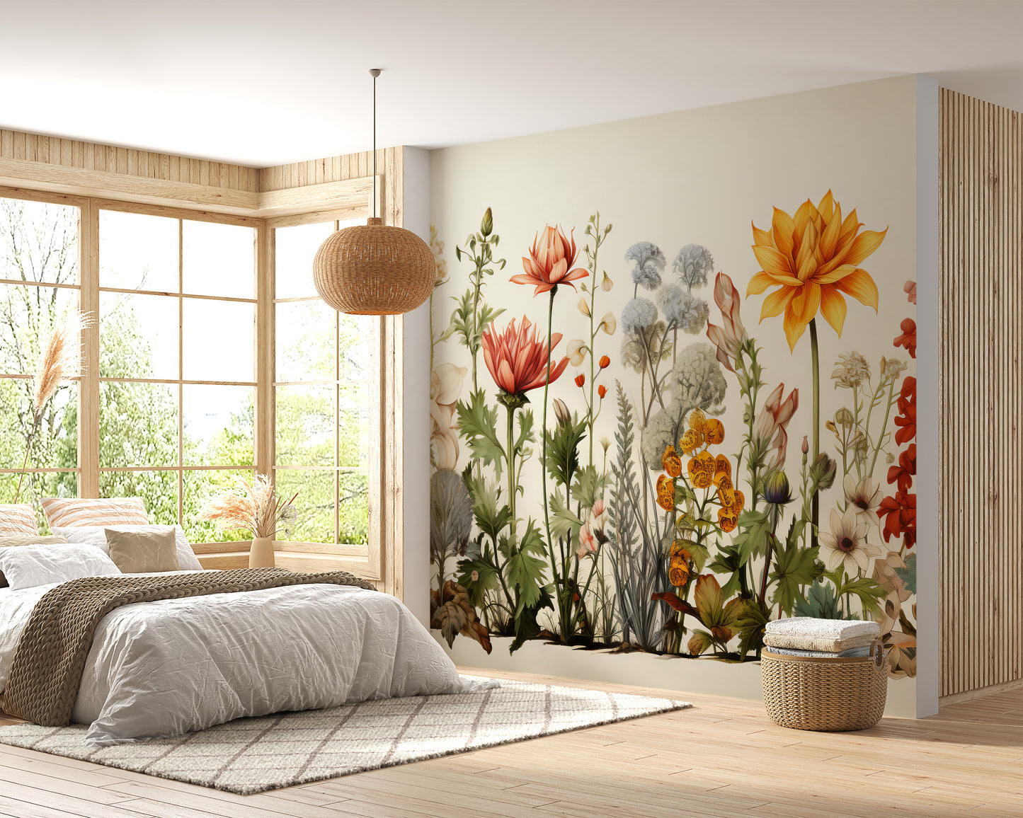 Room wallpaper featuring a floral garden for a fresh look