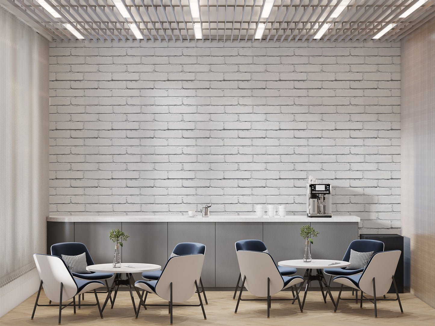 Clean White Brick Wall Mural