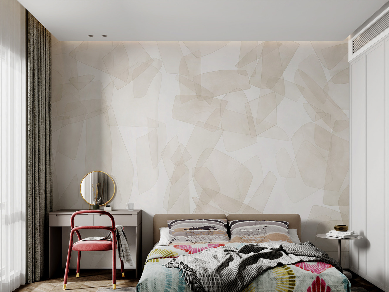 Beige Abstract Geometric Shapes Wallpaper