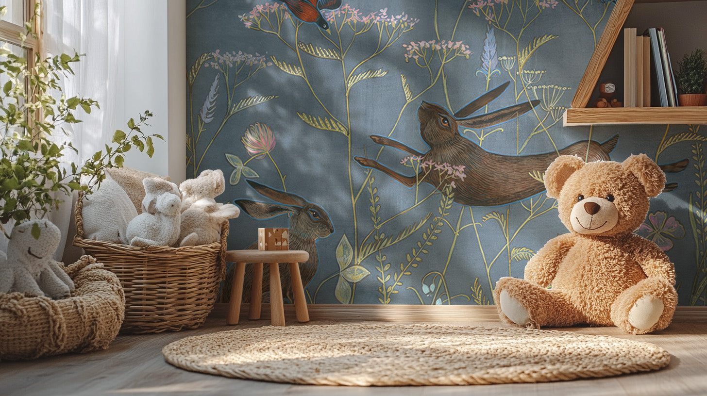 Spring meadow wallpaper mural for fresh room decor