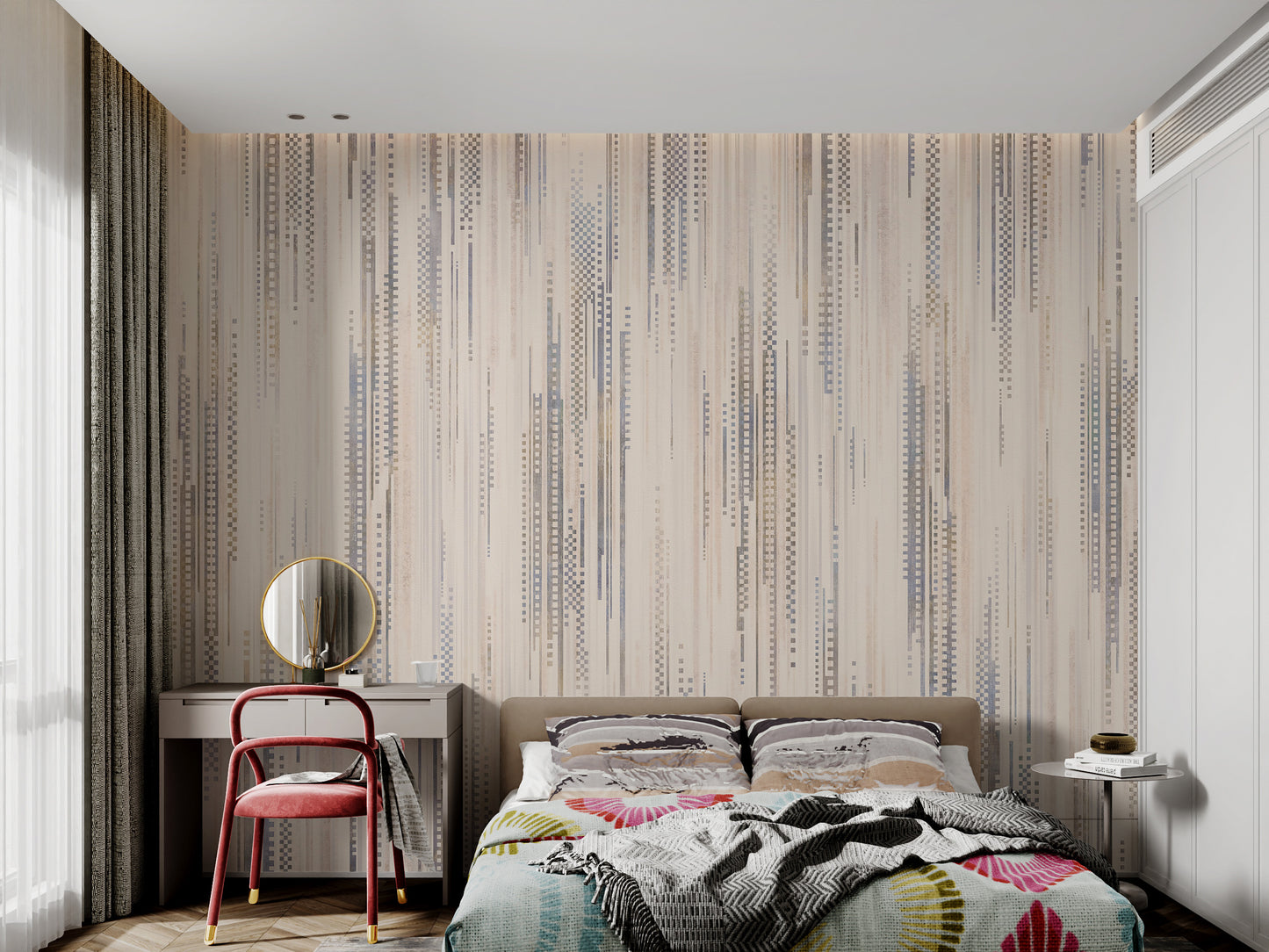 Neutral Vertical Line Pattern Wallpaper