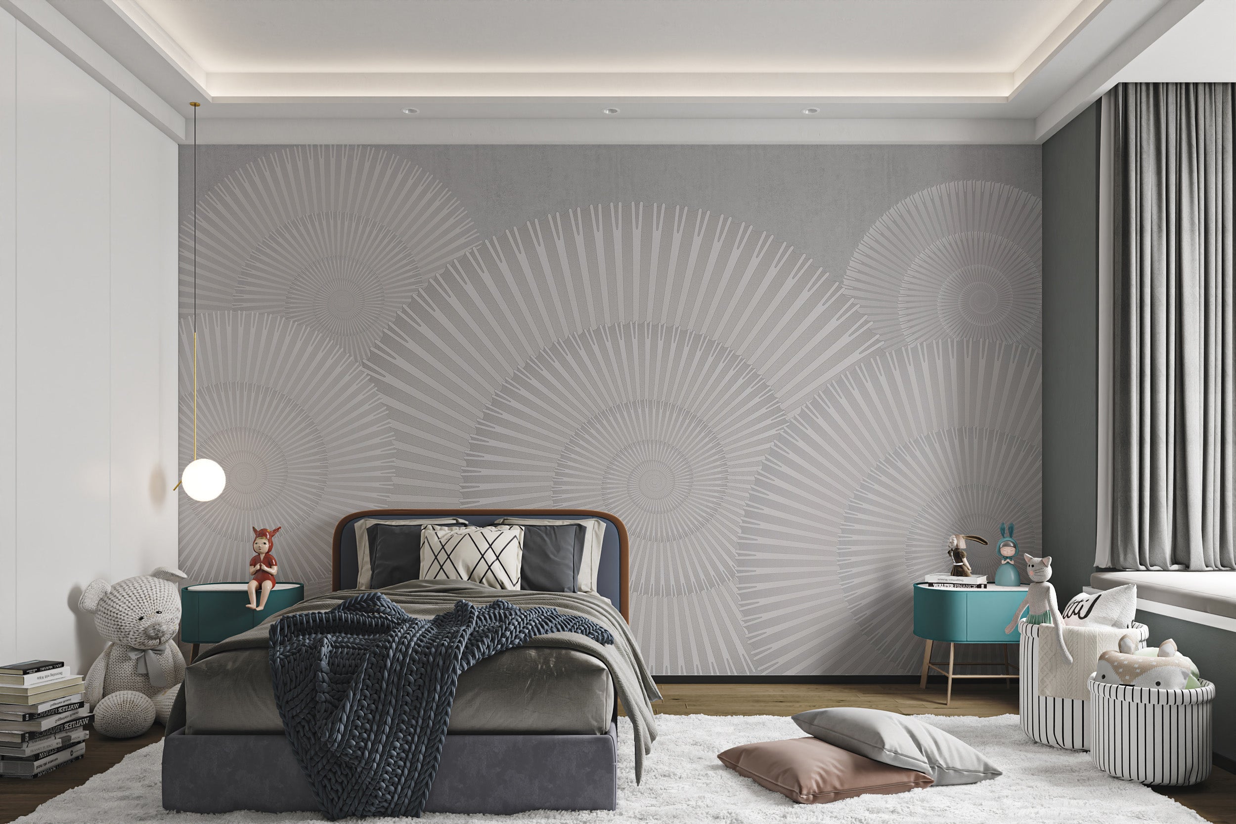 Gray Modern Minimalist Geometric Mural