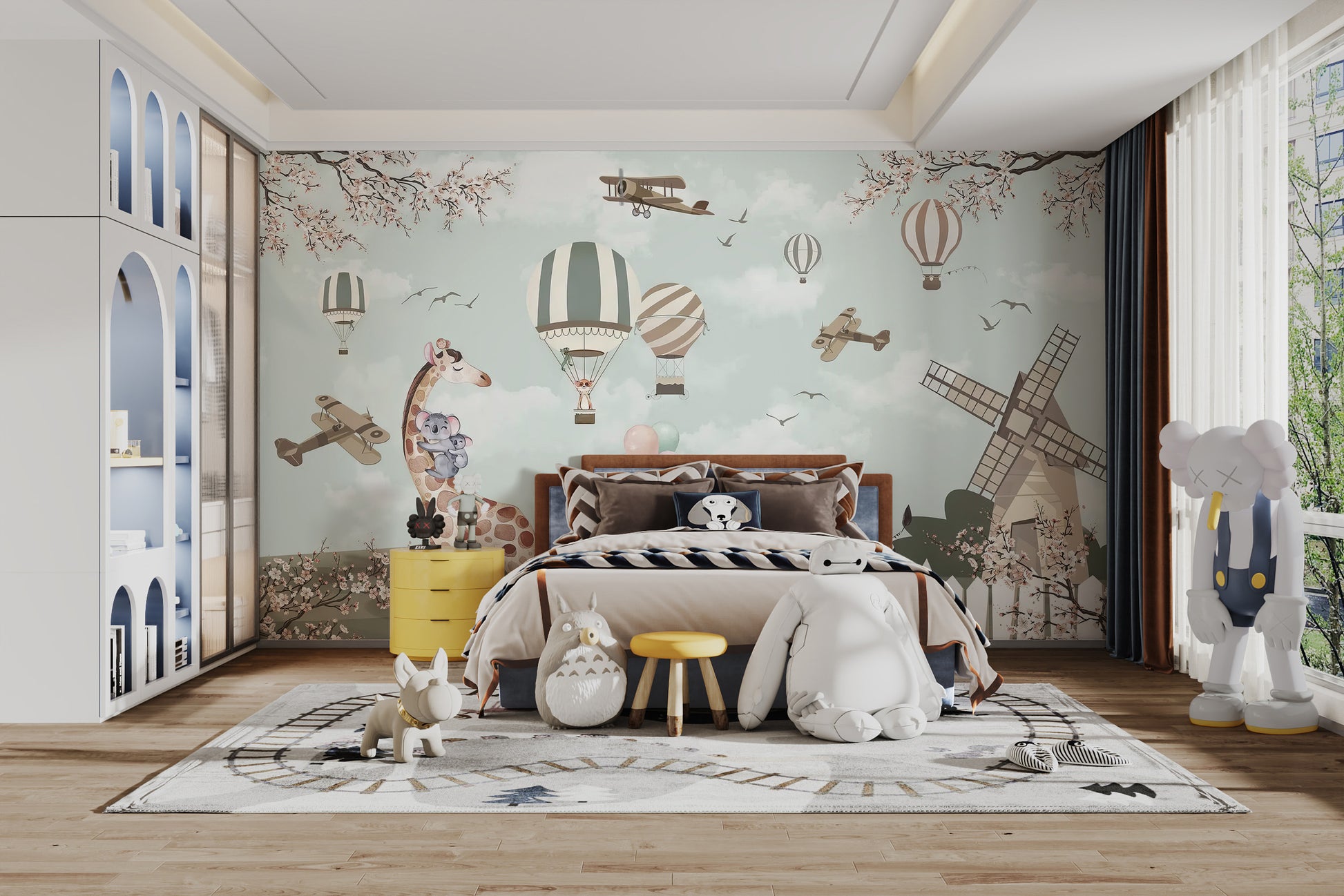 Playful woodland animals wallpaper for kids' interiors
