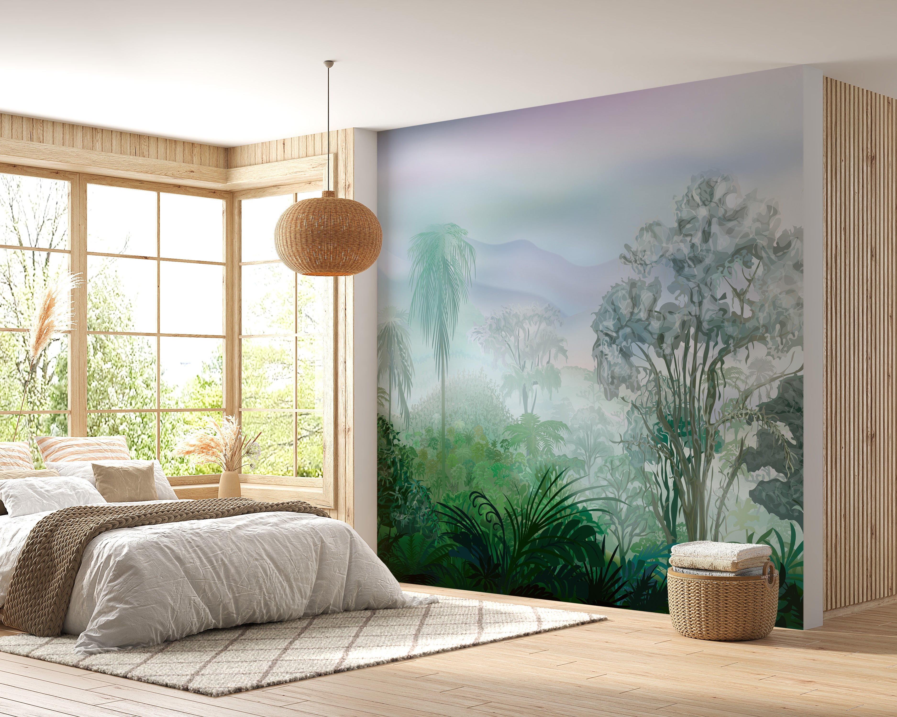 Rainforest mural capturing tropical landscapes



