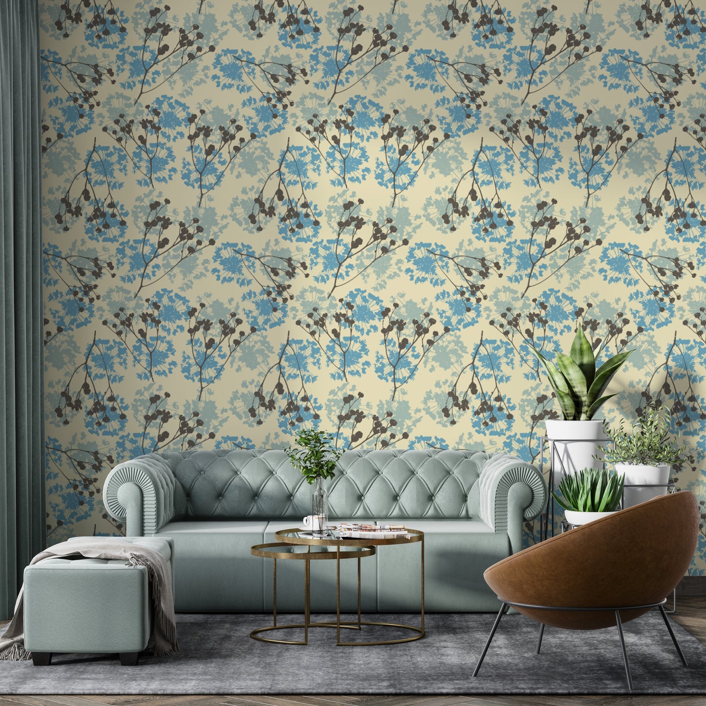 Beautiful mural with gentle floral patterns for walls
