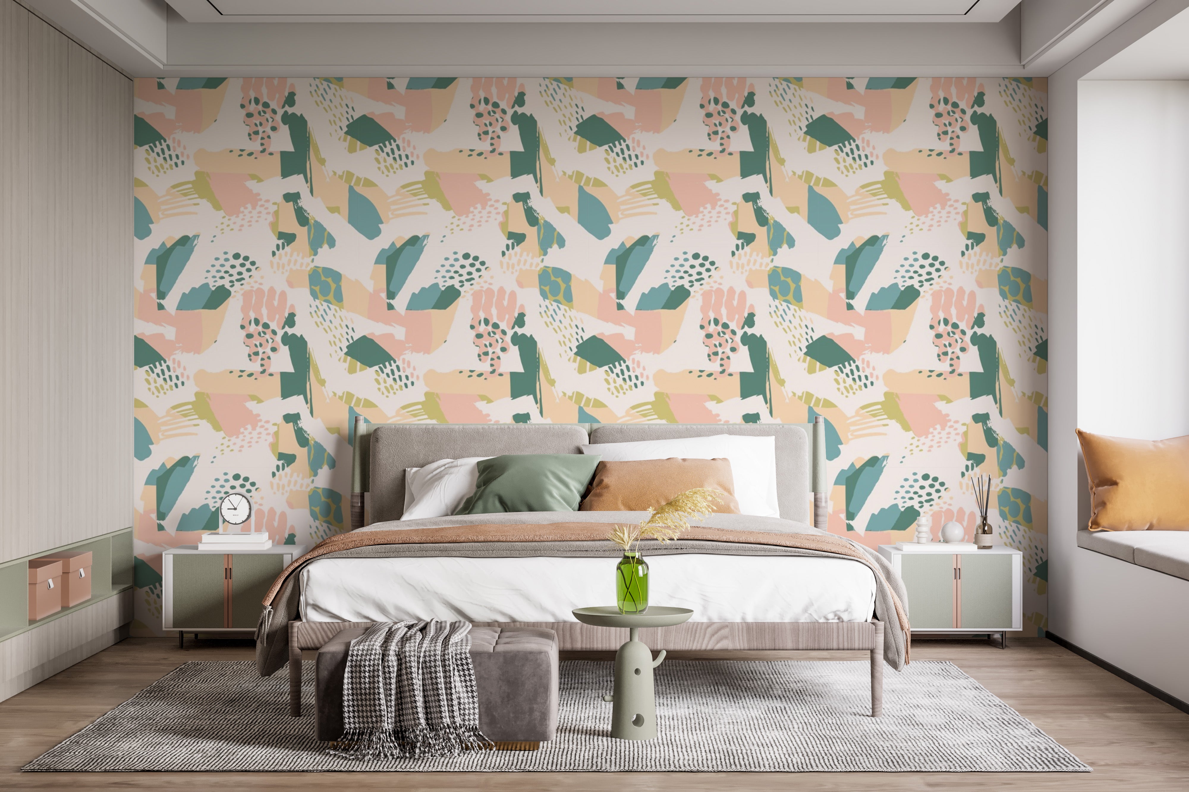 Creative wallpaper showcasing watercolor-inspired brush stroke patterns