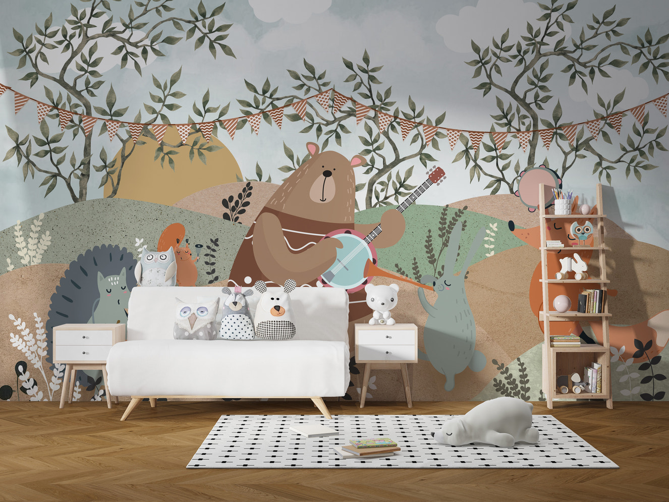 Whimsical Animal Band Wall Mural