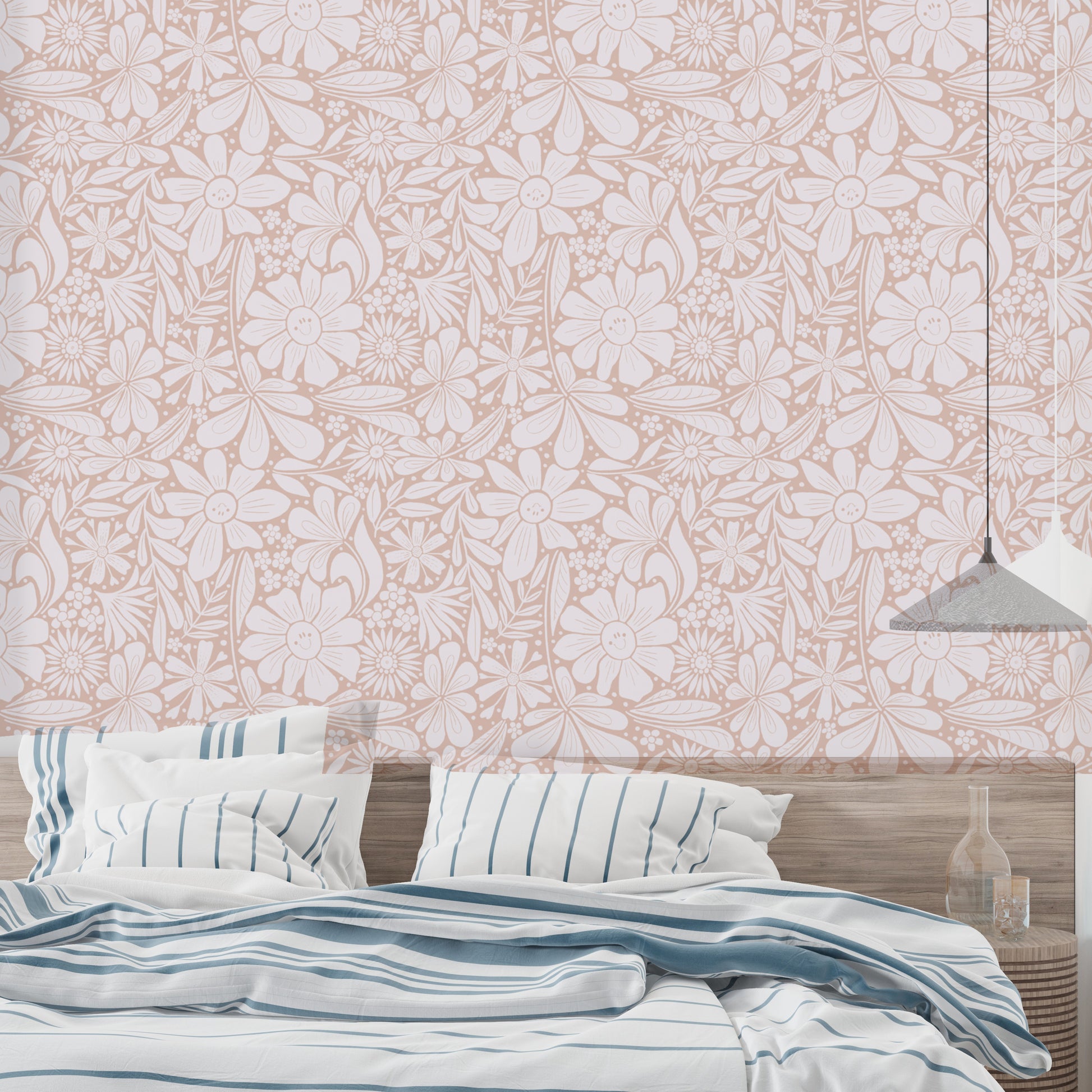 Soft floral pattern in pastel pink tones for elegant walls
