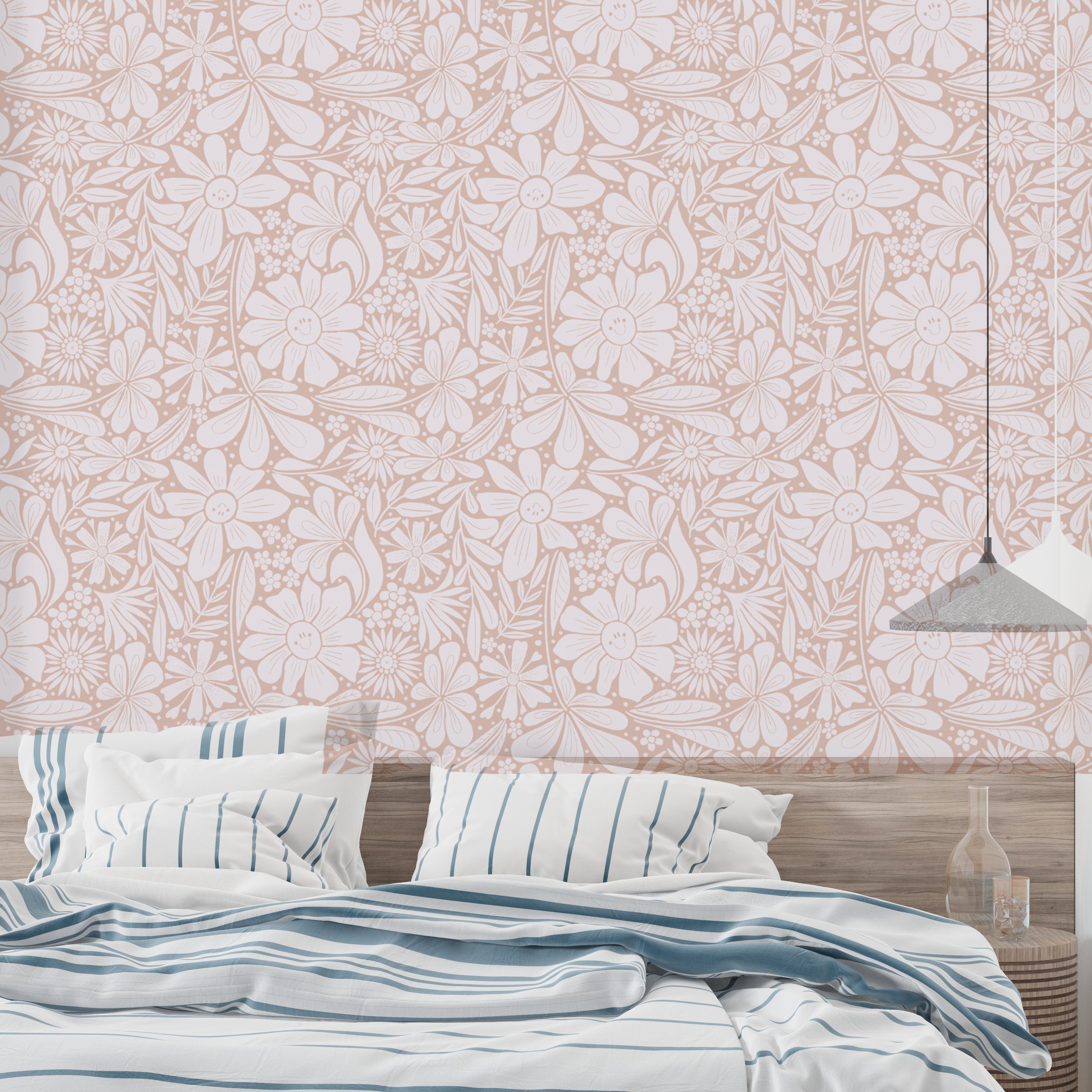 Soft floral pattern in pastel pink tones for elegant walls
