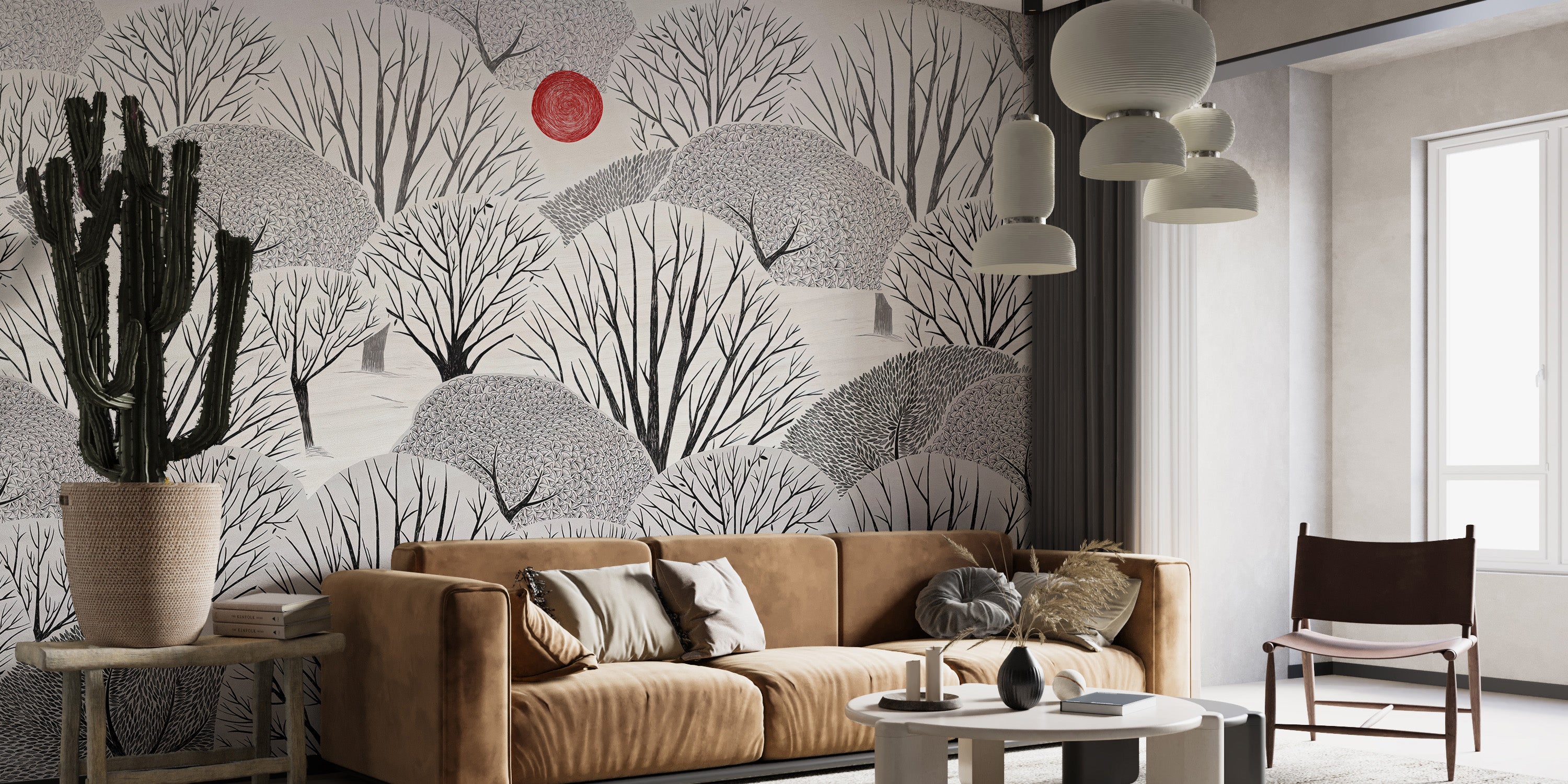 Artistic Tree Silhouette Mural