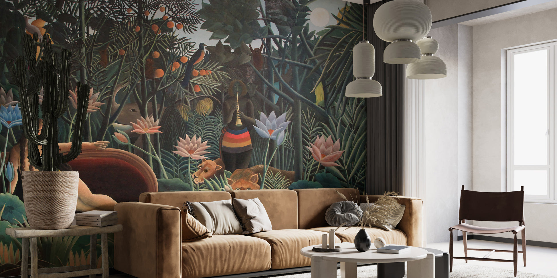 Wilderness-themed tribal wall art mural
