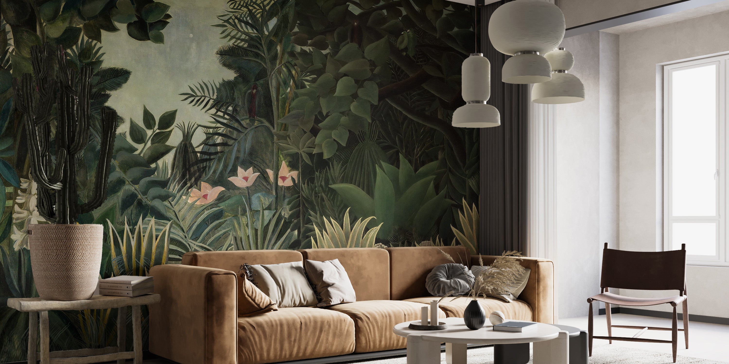 Serene forest wallpaper with tropical vibes
