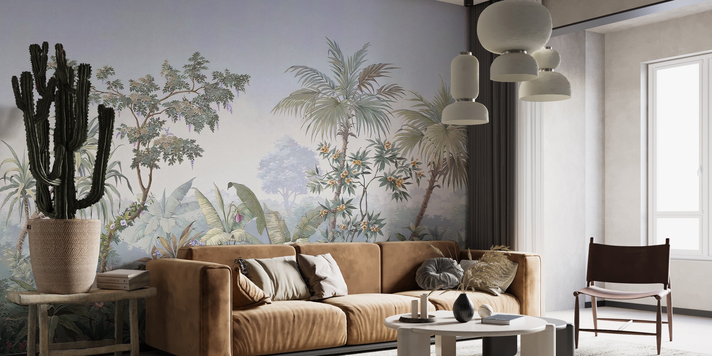 Exotic jungle greenery wallpaper mural
