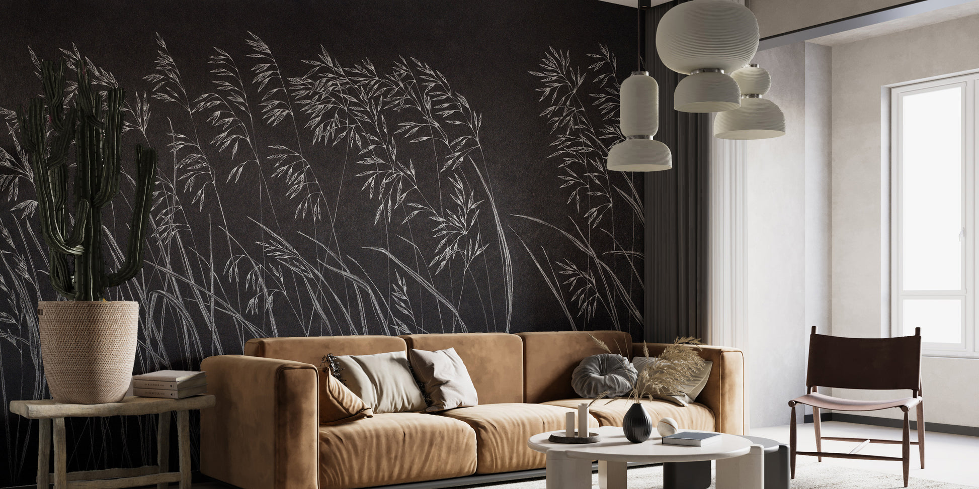 Dark botanical wallpaper for modern spaces
