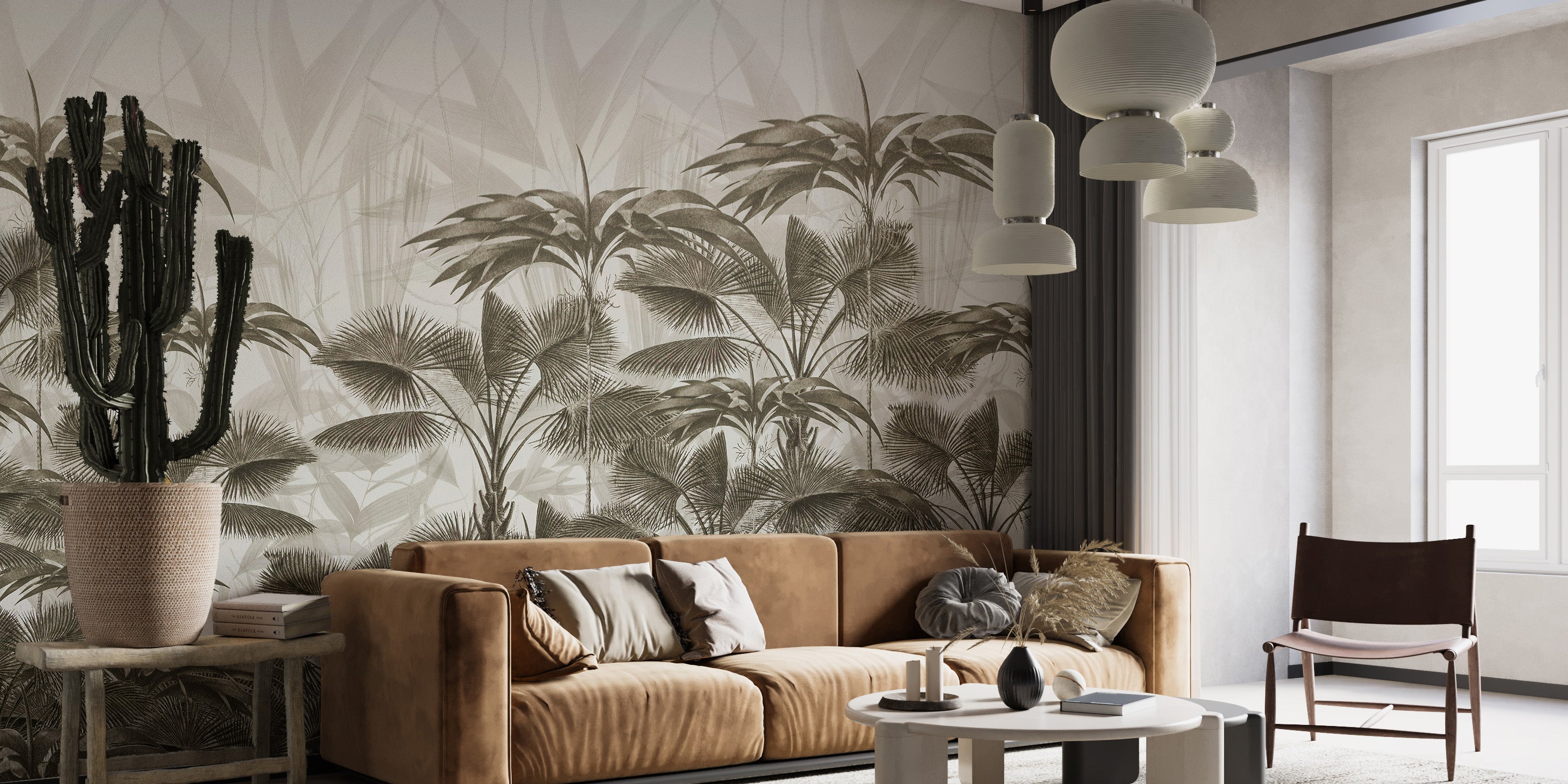 Palm canopy wallpaper with tropical vibes.
