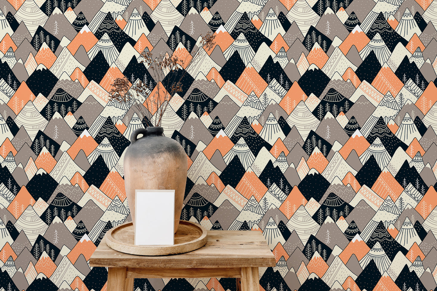 Seamless Pattern Mountains Scandinavian Wallpaper