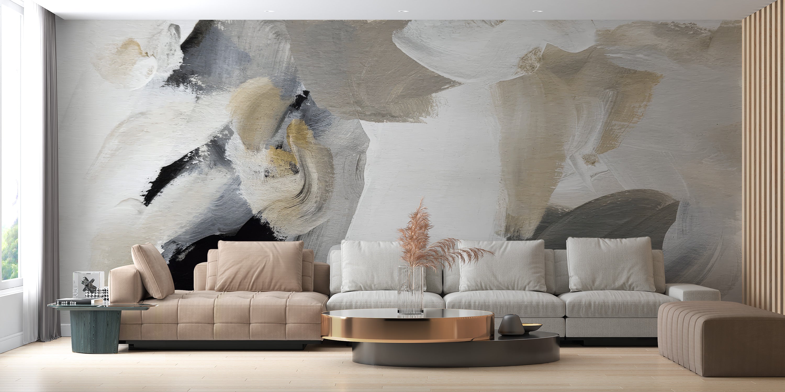 Watercolor Abstract Wall Mural with soft, flowing colors