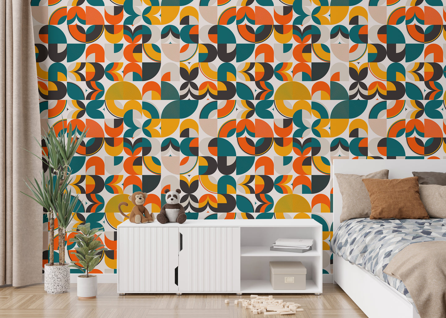 Abstract Vector Geometric Shapes Scandi Art Wallpaper