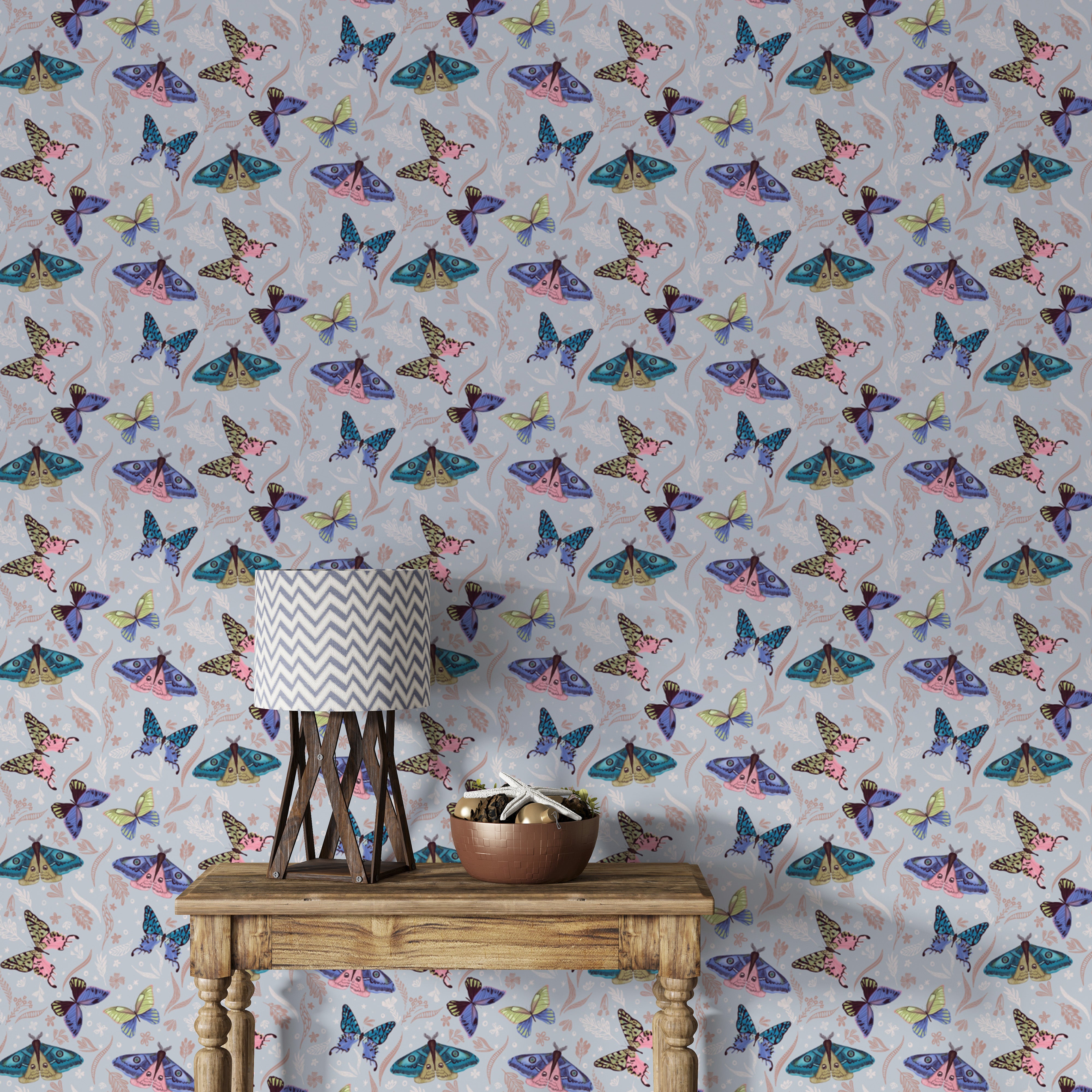 Decorative wall mural with a lively butterfly design
