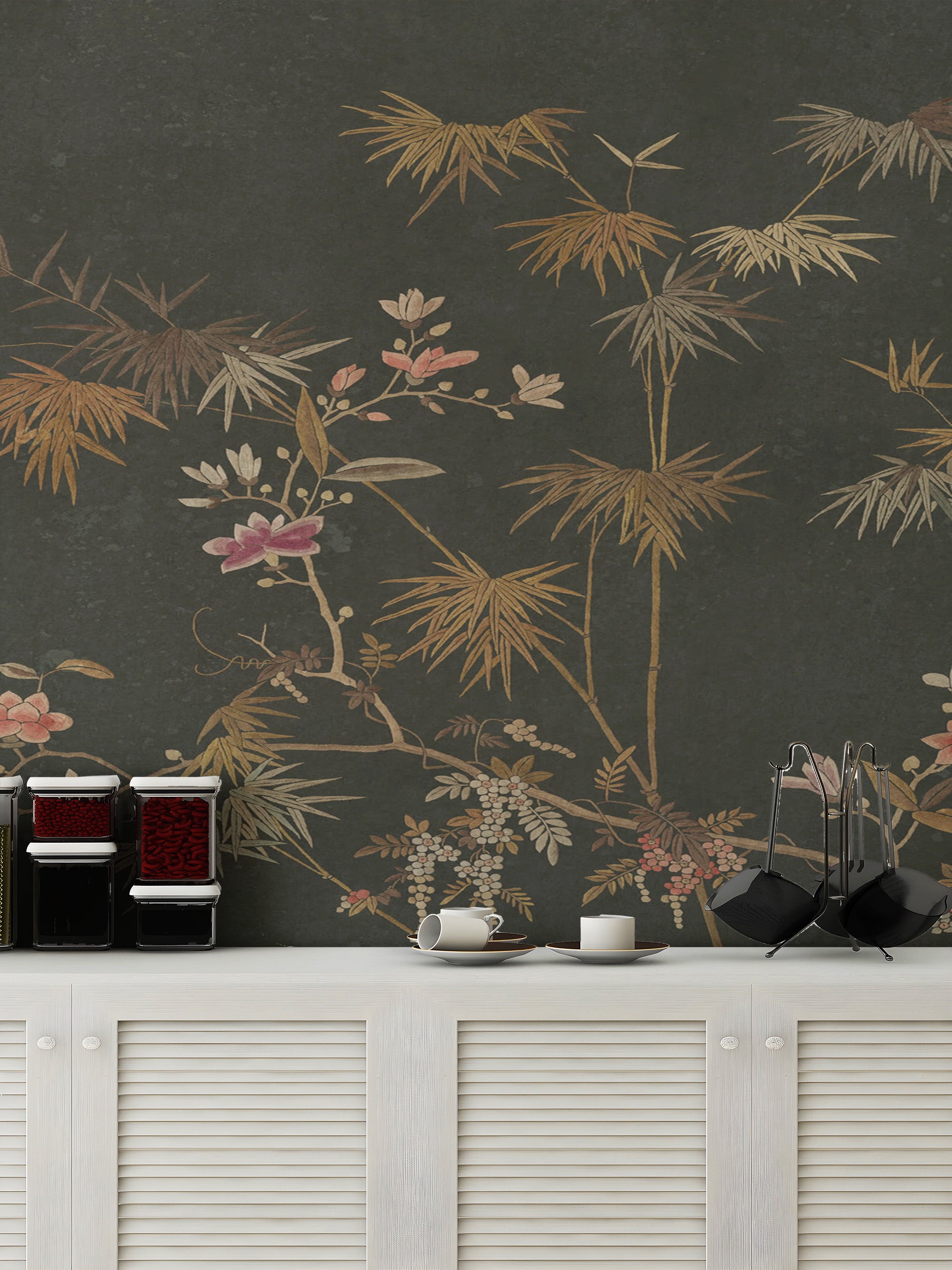 Intricate bamboo garden mural for nature-inspired decor